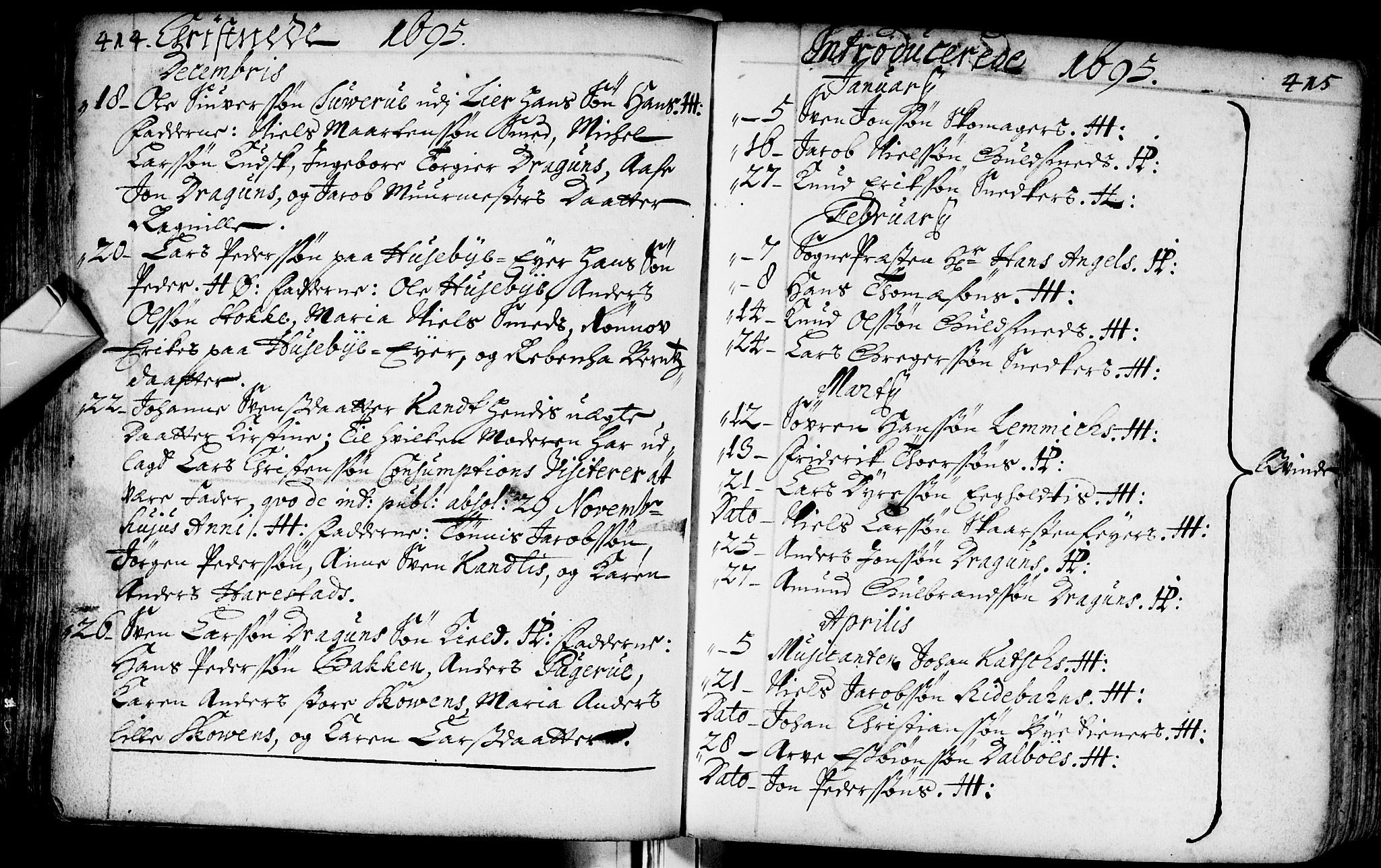 Bragernes kirkebøker, SAKO/A-6/F/Fa/L0002: Parish register (official) no. I 2, 1680-1705, p. 414-415