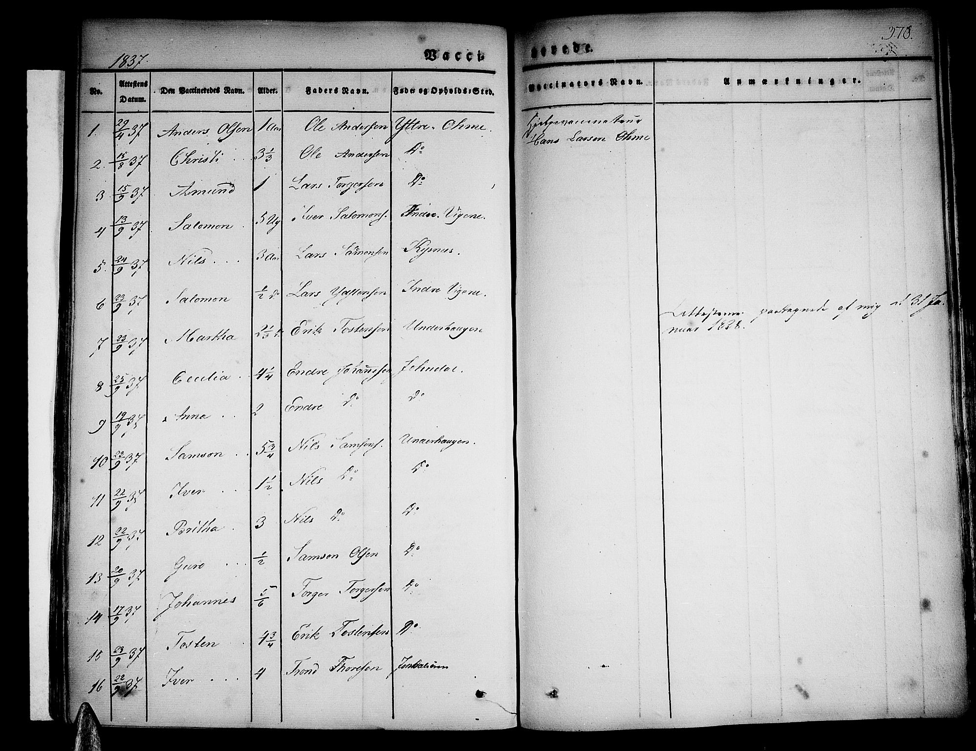 Strandebarm sokneprestembete, AV/SAB-A-78401/H/Haa: Parish register (official) no. A 6, 1826-1843, p. 378