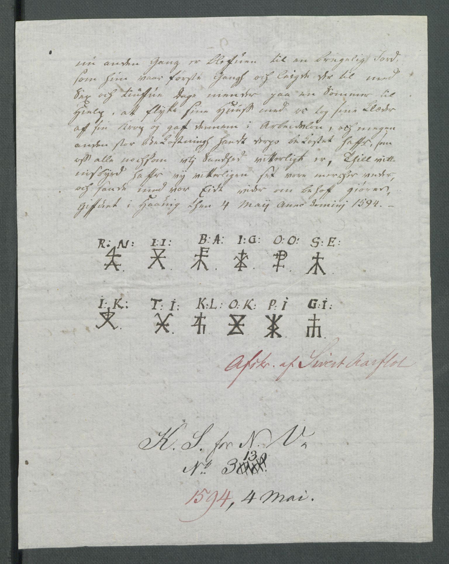 Riksarkivets diplomsamling, AV/RA-EA-5965/F02/L0098: Dokumenter, 1594, p. 26