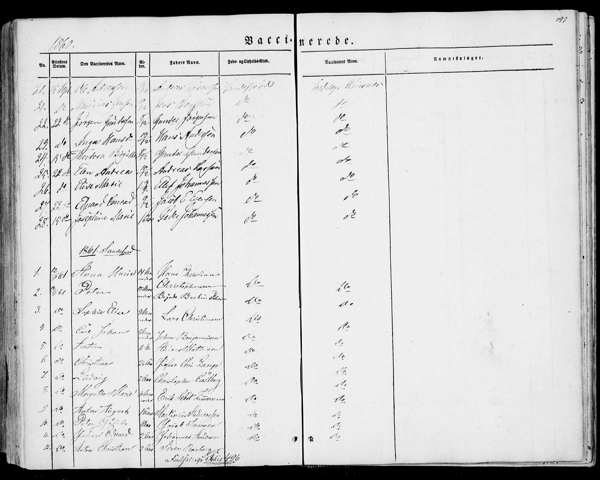 Sandar kirkebøker, AV/SAKO-A-243/F/Fa/L0007: Parish register (official) no. 7, 1855-1861, p. 497