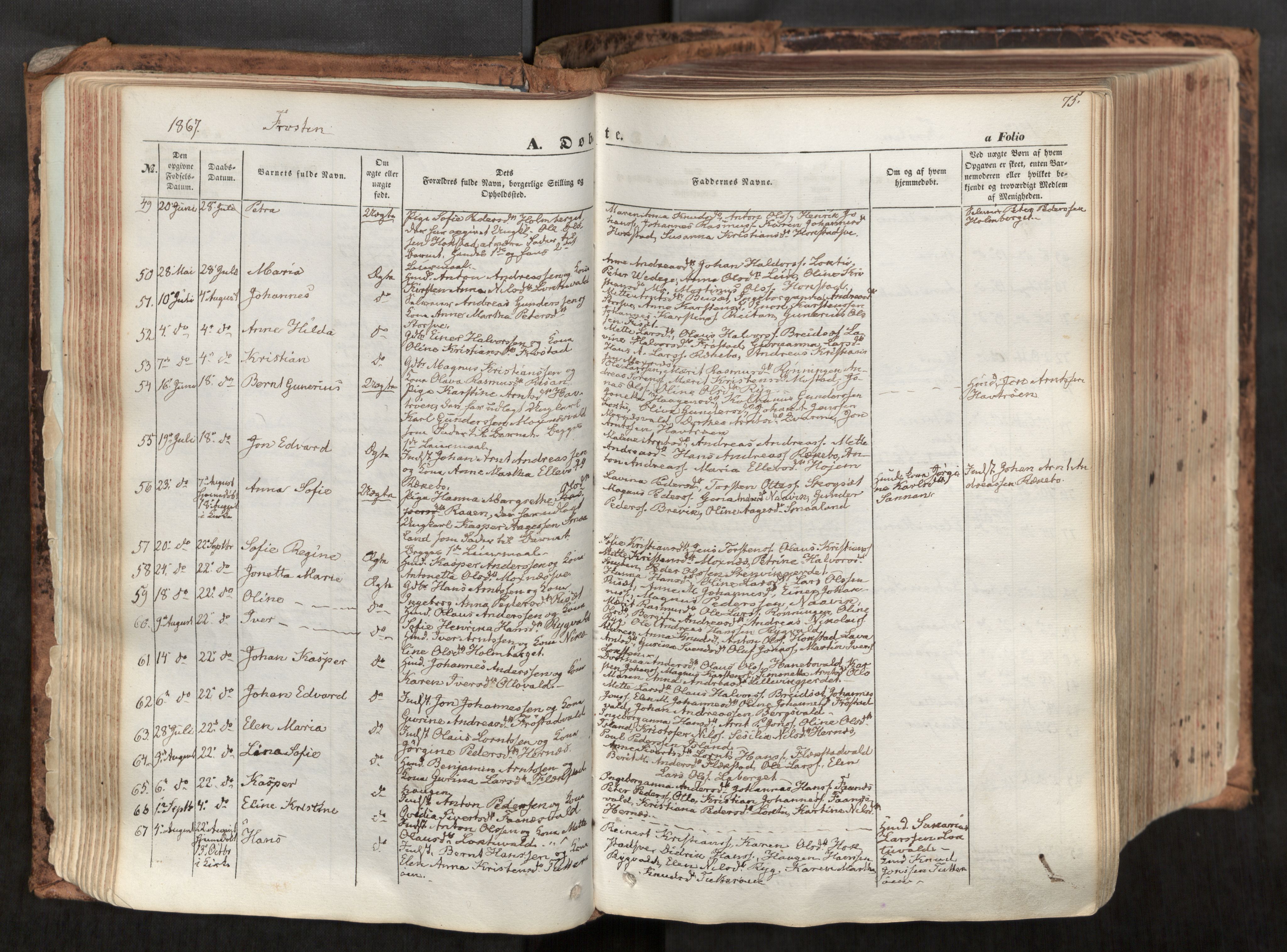 Ministerialprotokoller, klokkerbøker og fødselsregistre - Nord-Trøndelag, SAT/A-1458/713/L0116: Parish register (official) no. 713A07, 1850-1877, p. 75