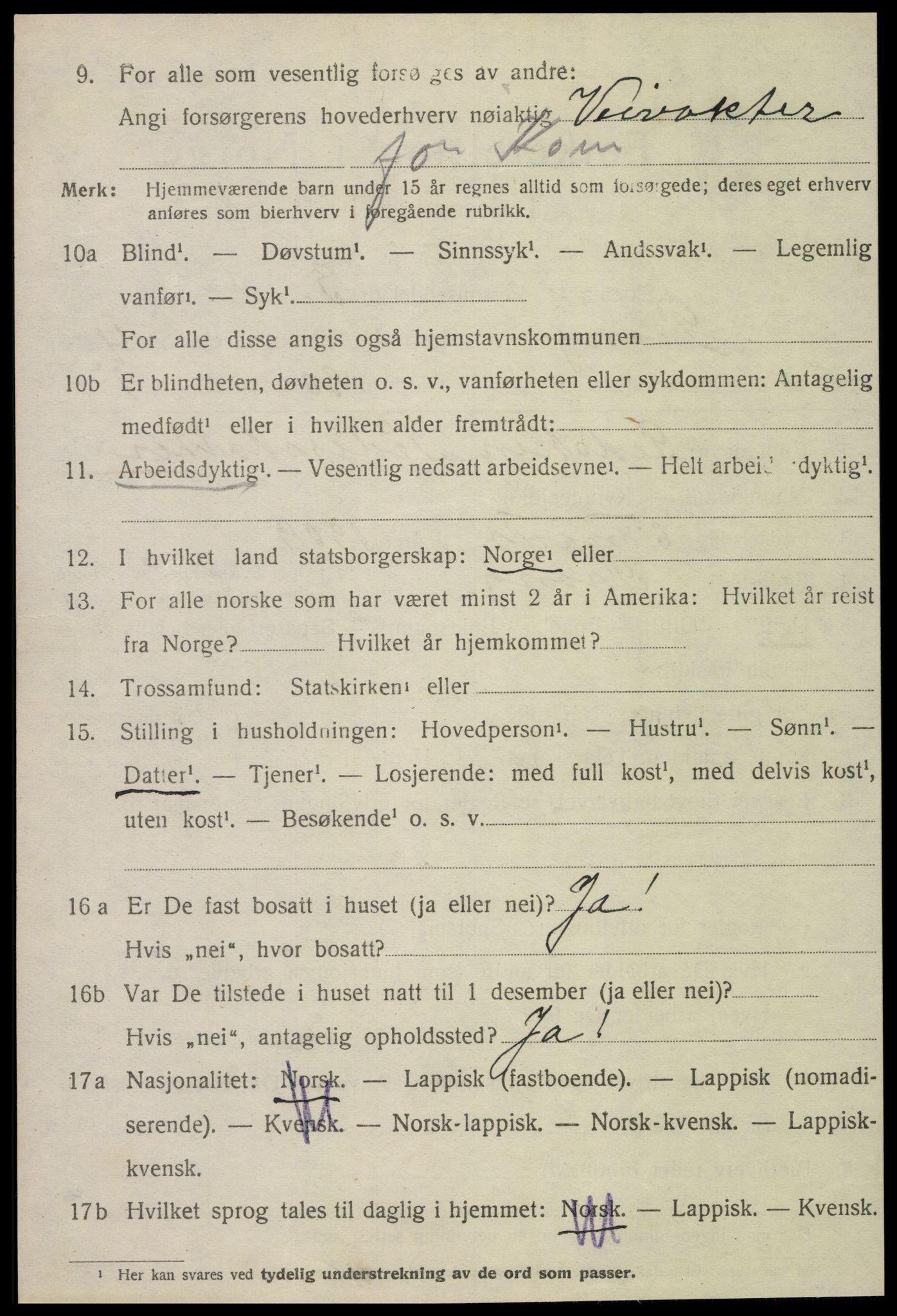 SAT, 1920 census for Grong, 1920, p. 2590