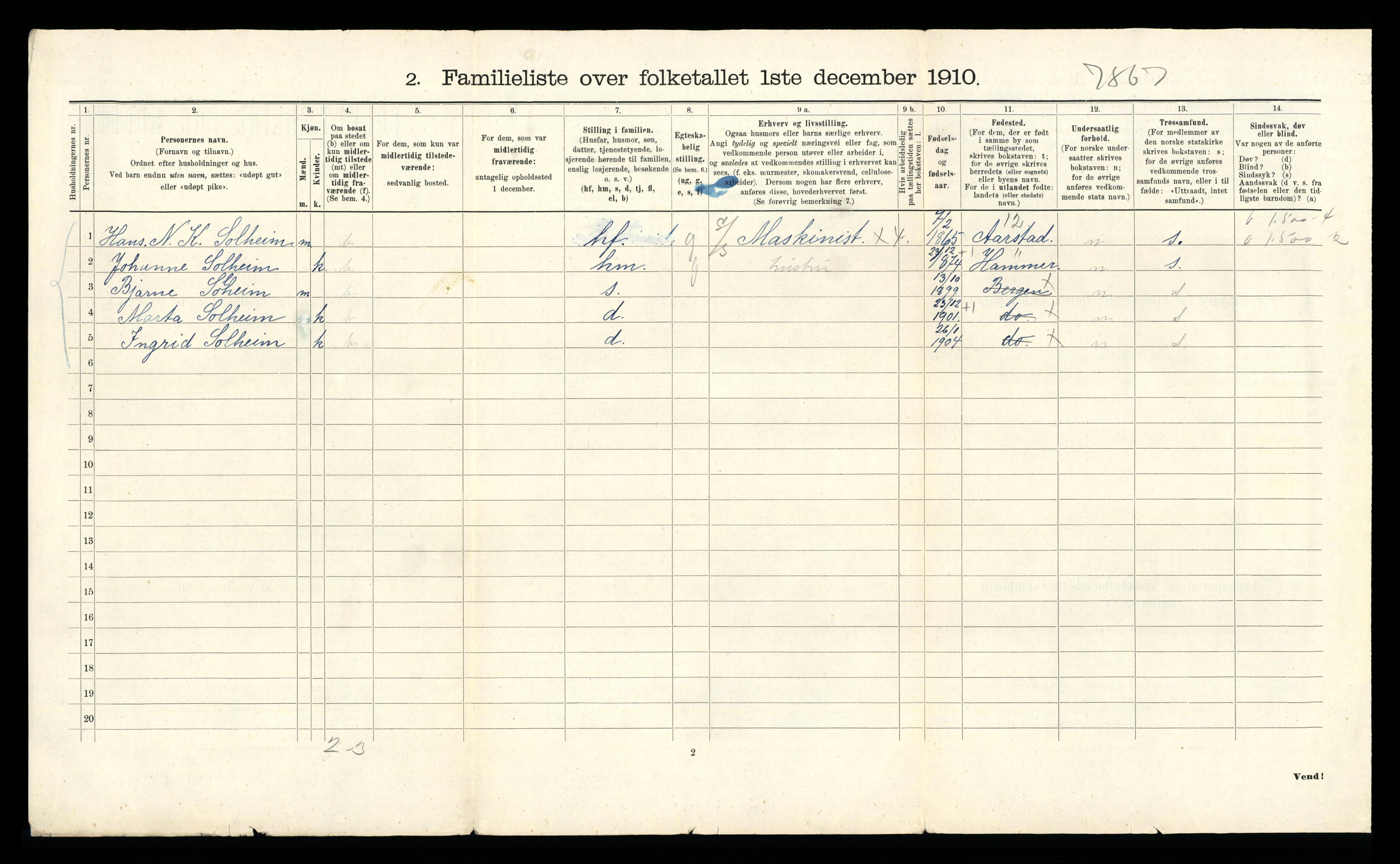 RA, 1910 census for Bergen, 1910, p. 36430