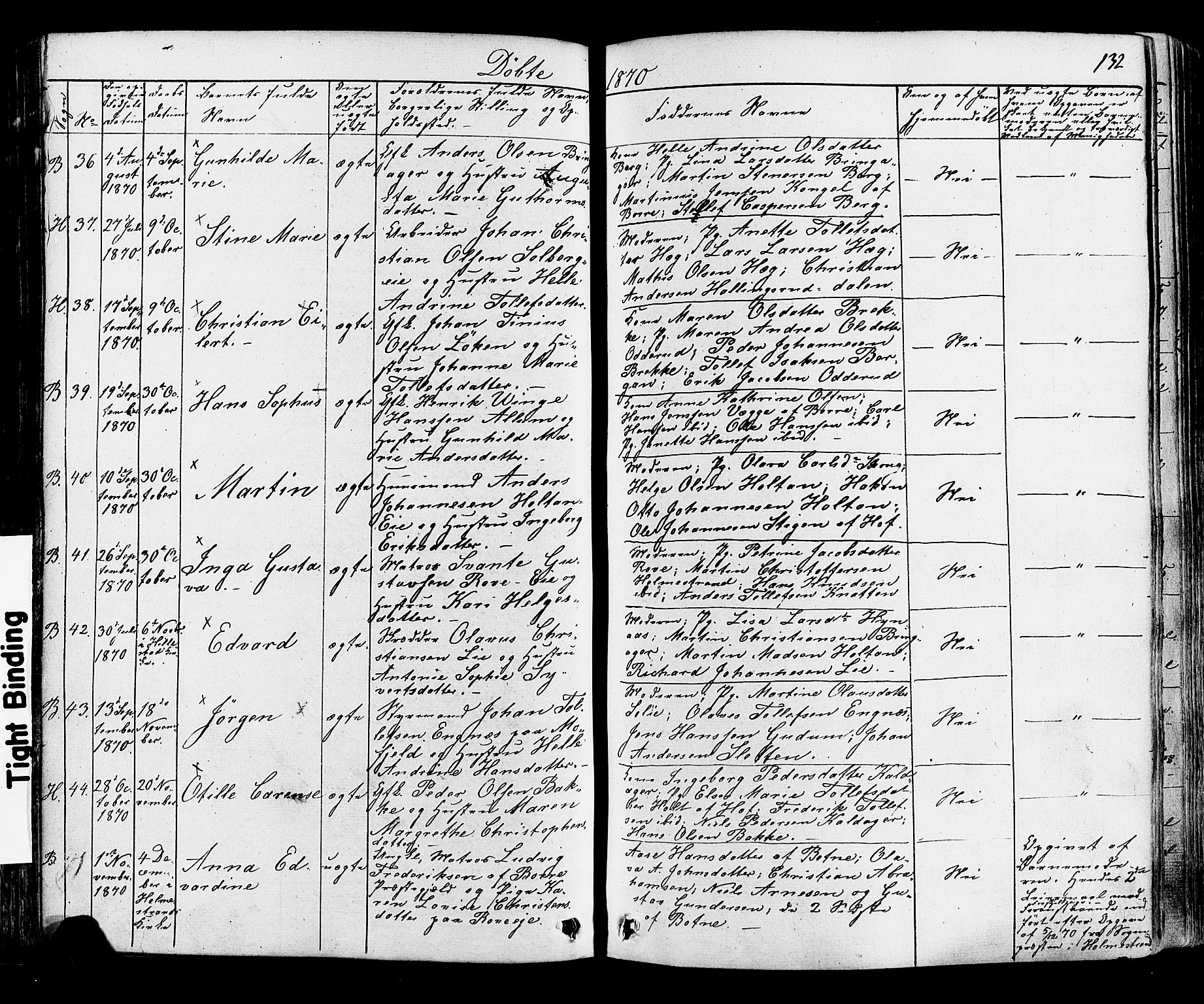 Botne kirkebøker, AV/SAKO-A-340/F/Fa/L0006: Parish register (official) no. I 6, 1836-1877, p. 132