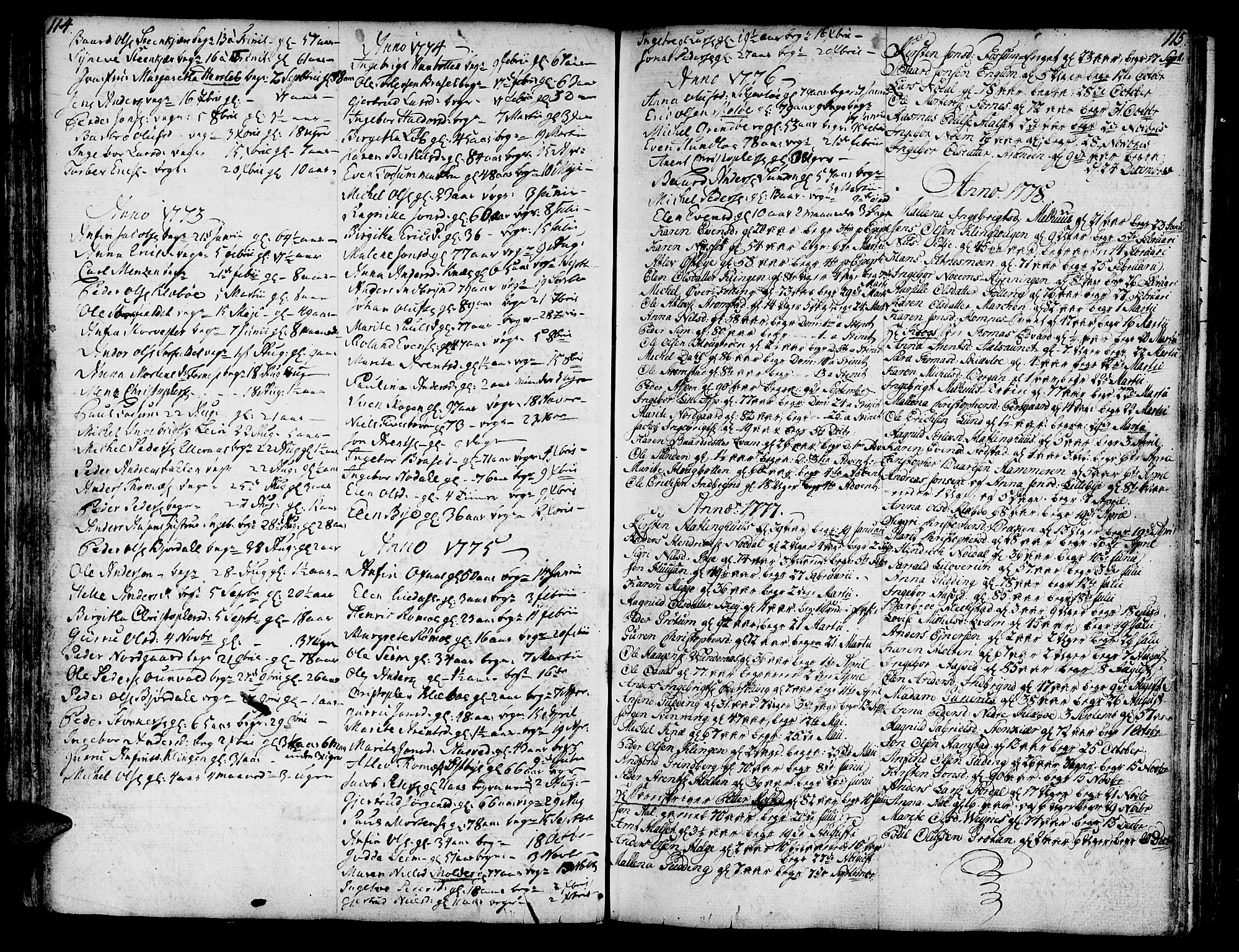 Ministerialprotokoller, klokkerbøker og fødselsregistre - Nord-Trøndelag, SAT/A-1458/746/L0440: Parish register (official) no. 746A02, 1760-1815, p. 114-115