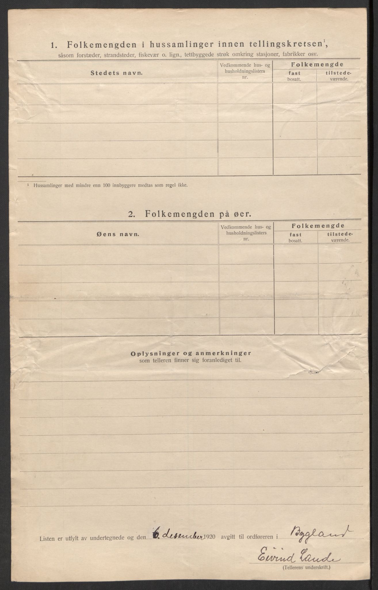 SAK, 1920 census for Bygland, 1920, p. 38