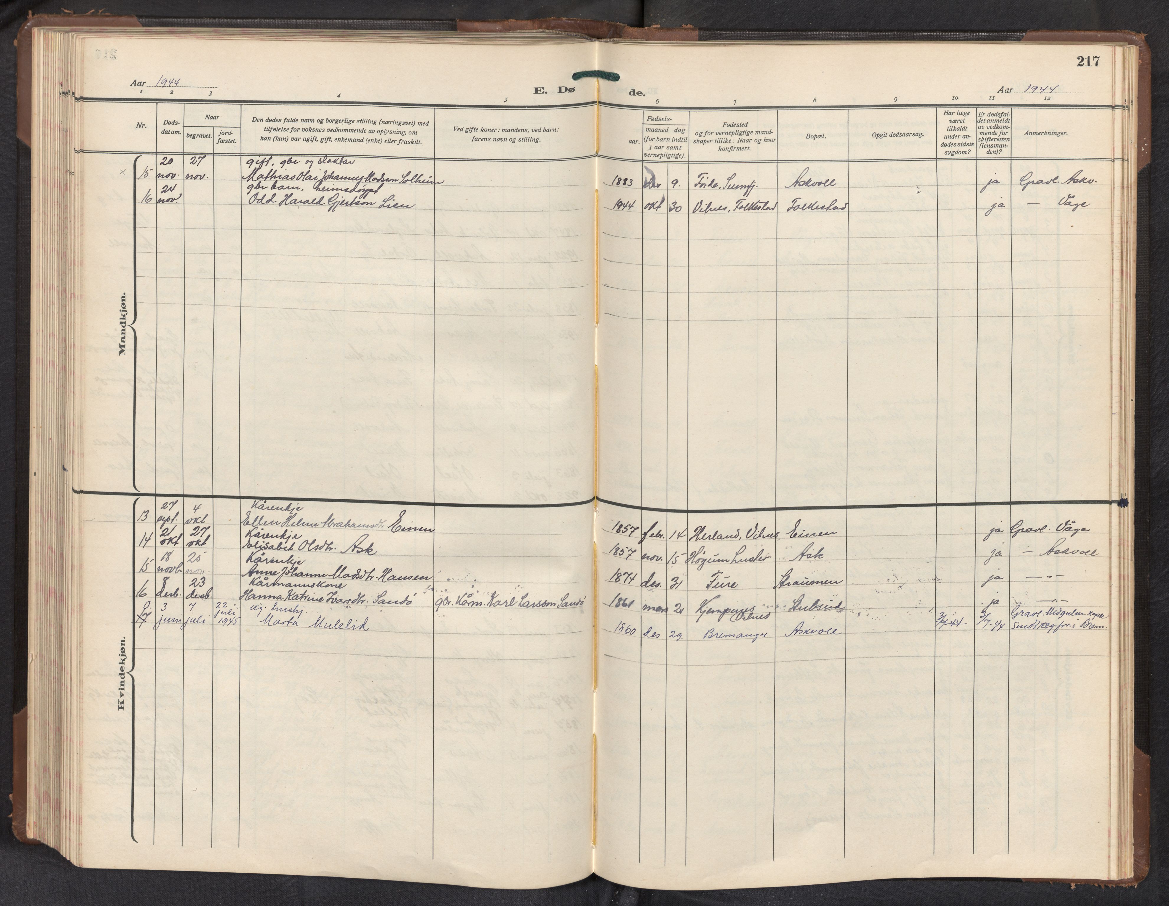 Askvoll sokneprestembete, AV/SAB-A-79501/H/Hab/Haba/L0005: Parish register (copy) no. A 5, 1929-1954, p. 216b-217a