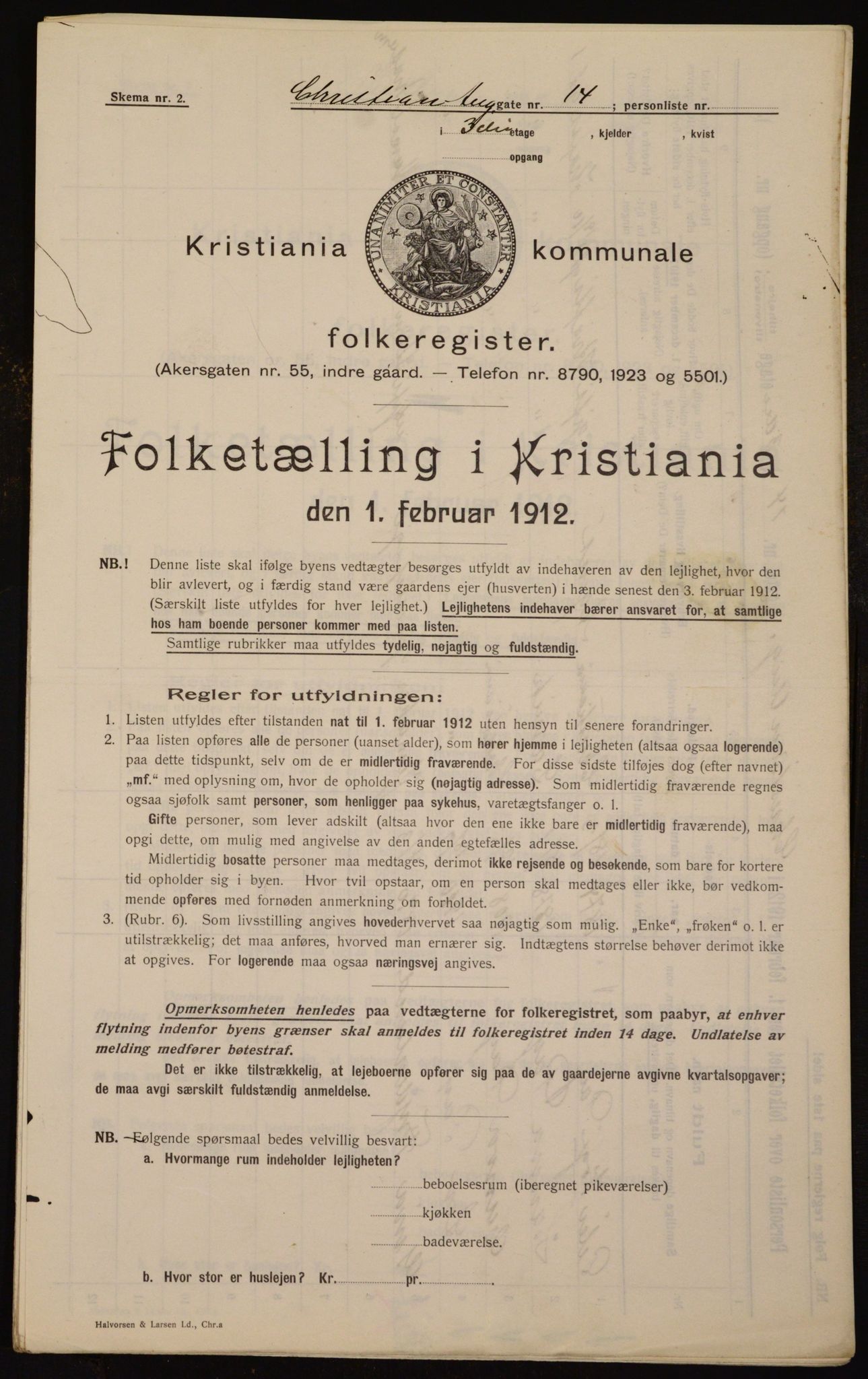 OBA, Municipal Census 1912 for Kristiania, 1912, p. 54310