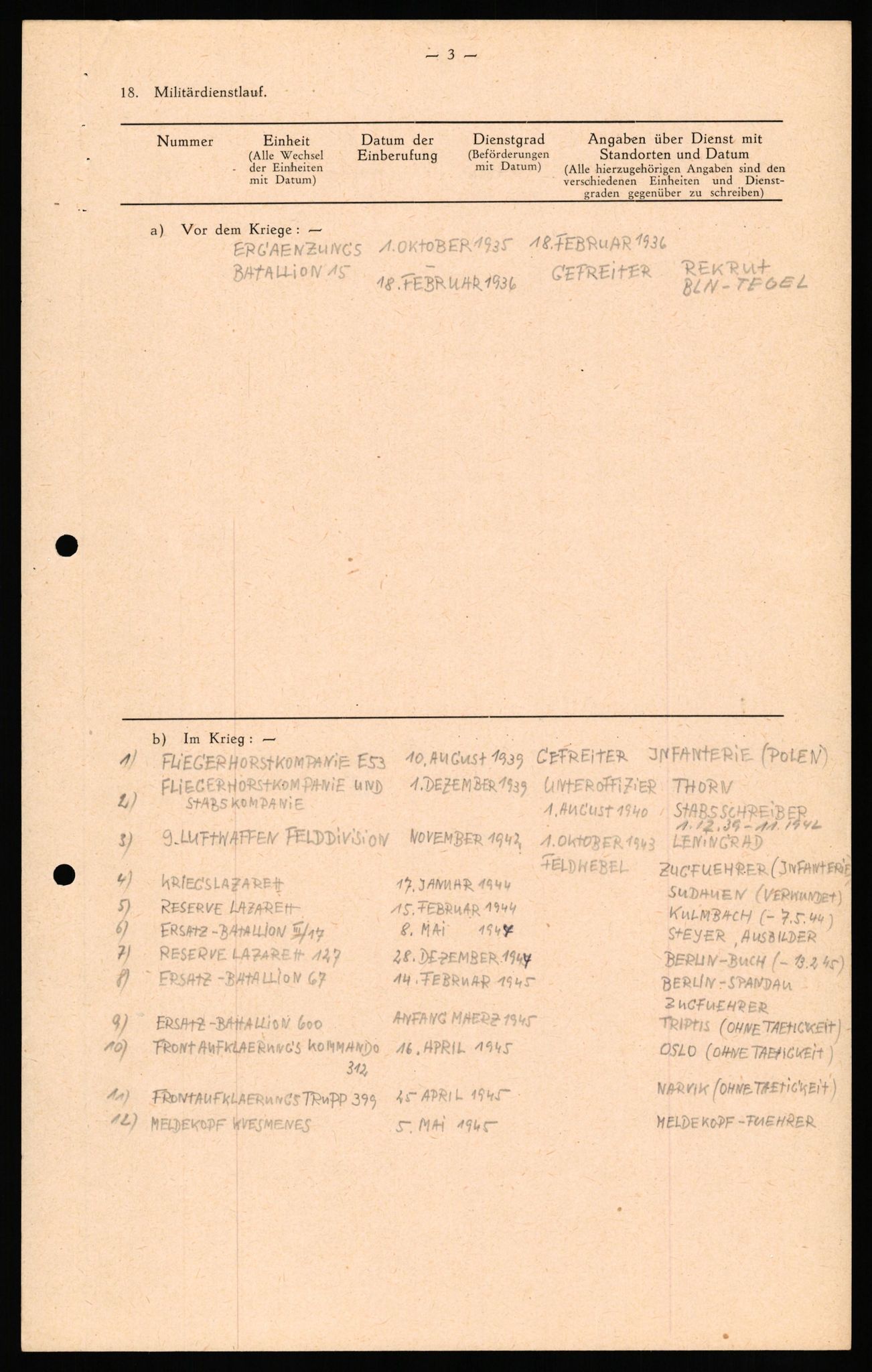 Forsvaret, Forsvarets overkommando II, RA/RAFA-3915/D/Db/L0035: CI Questionaires. Tyske okkupasjonsstyrker i Norge. Tyskere., 1945-1946, p. 377