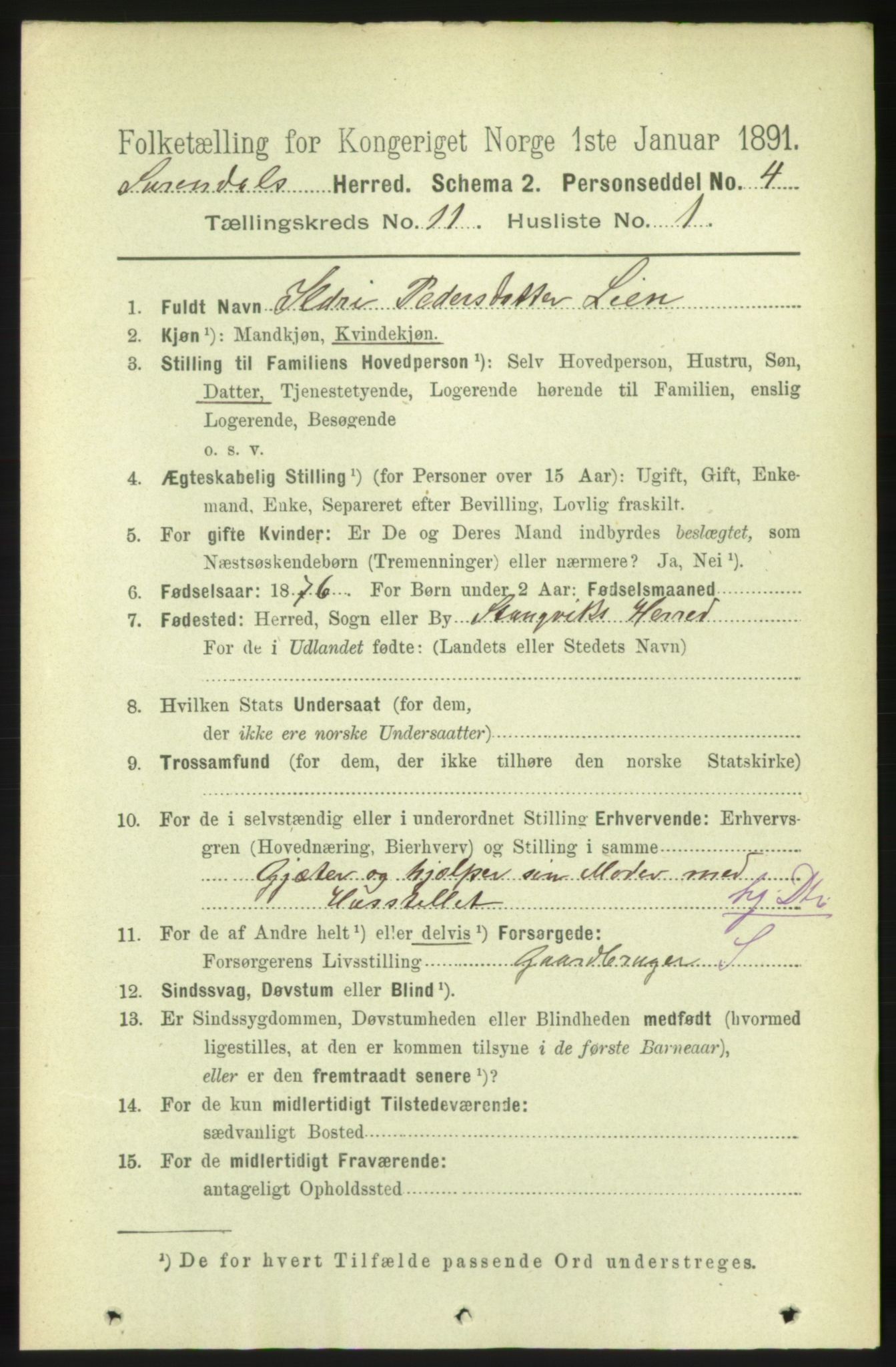 RA, 1891 census for 1566 Surnadal, 1891, p. 2674