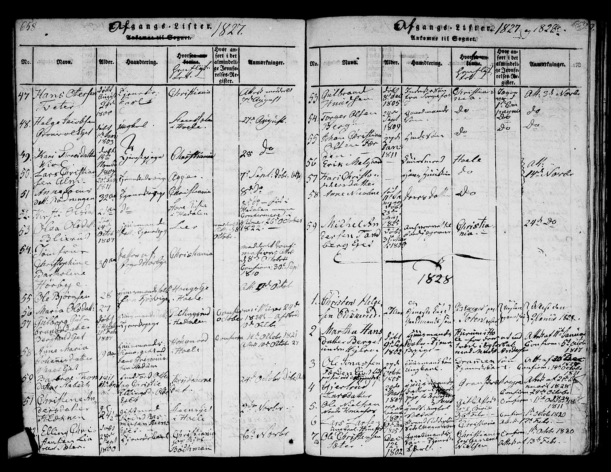 Norderhov kirkebøker, AV/SAKO-A-237/F/Fa/L0008: Parish register (official) no. 8, 1814-1833, p. 658-659