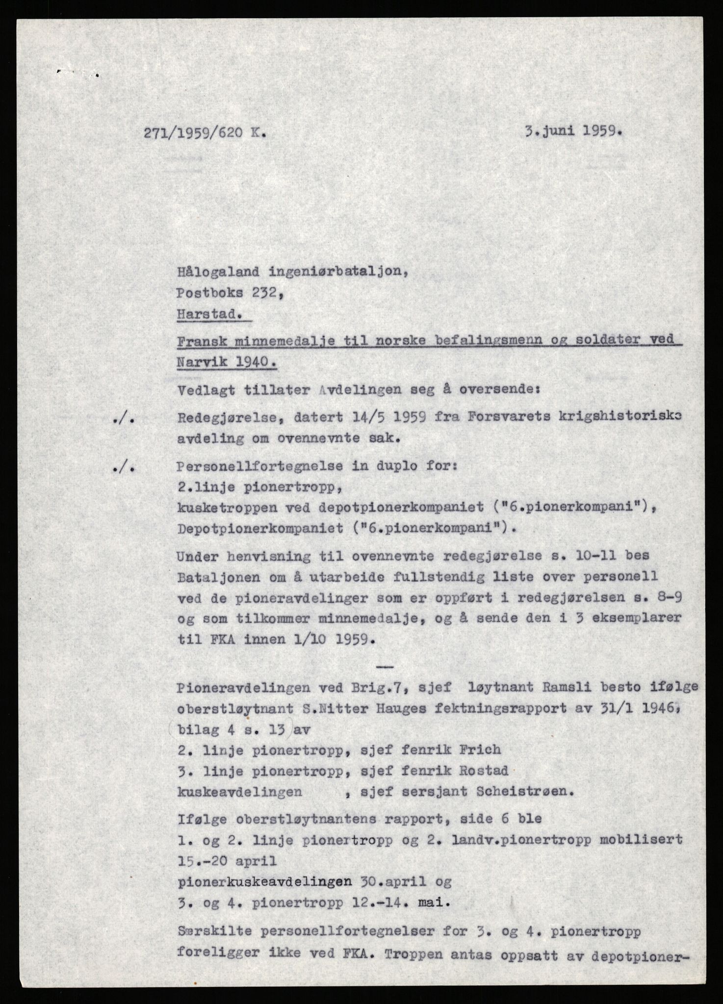 Forsvaret, Forsvarets krigshistoriske avdeling, AV/RA-RAFA-2017/Y/Yb/L0140: II-C-11-611-620  -  6. Divisjon, 1940-1966, p. 378