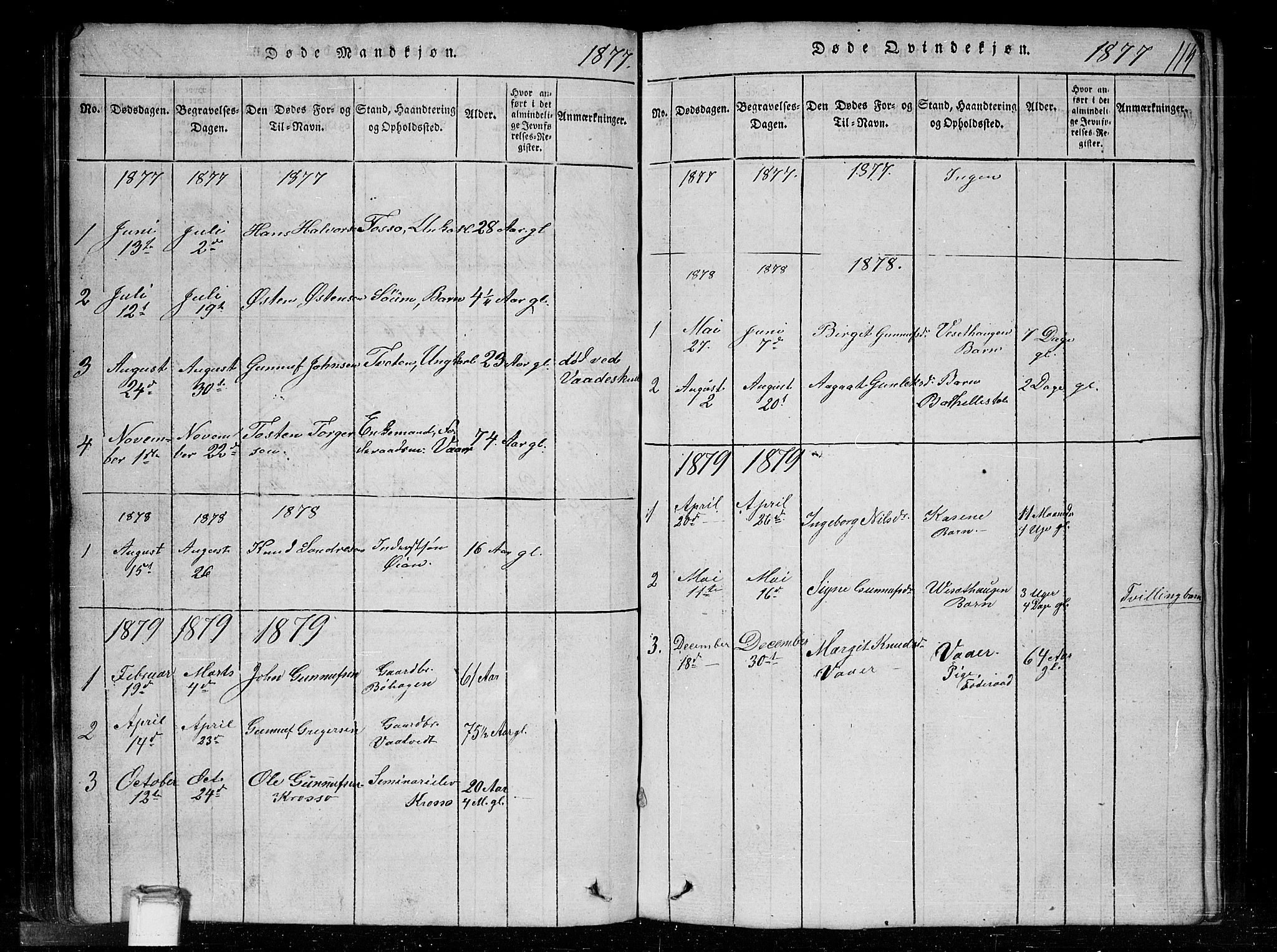 Tinn kirkebøker, SAKO/A-308/G/Gc/L0001: Parish register (copy) no. III 1, 1815-1879, p. 114