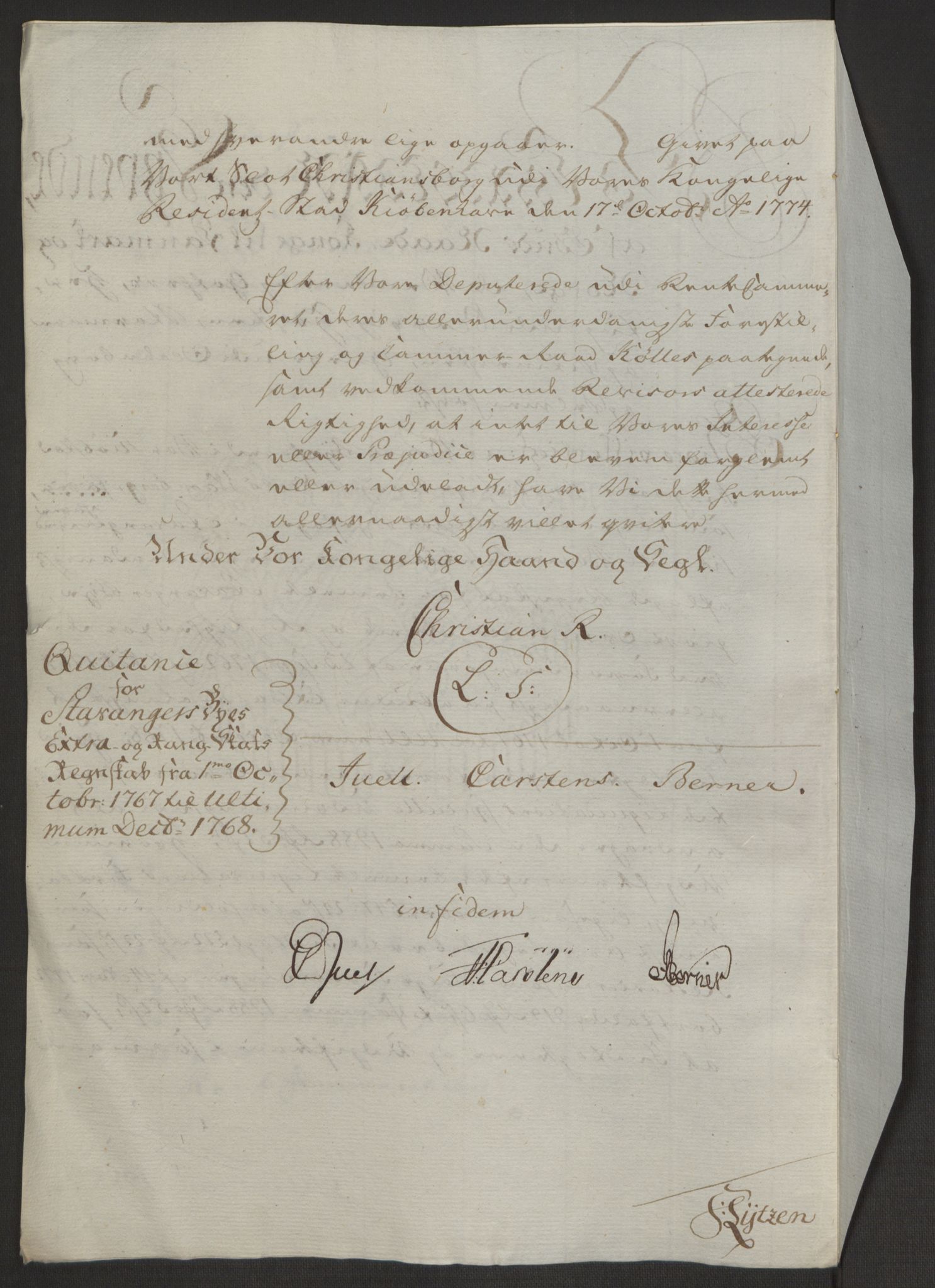 Rentekammeret inntil 1814, Reviderte regnskaper, Byregnskaper, AV/RA-EA-4066/R/Ro/L0305/0001: [O6] Kontribusjonsregnskap / Ekstraskatt, 1762-1768, p. 345