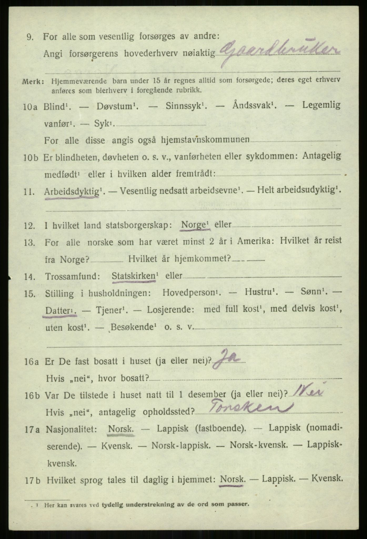 SATØ, 1920 census for Tranøy, 1920, p. 1148