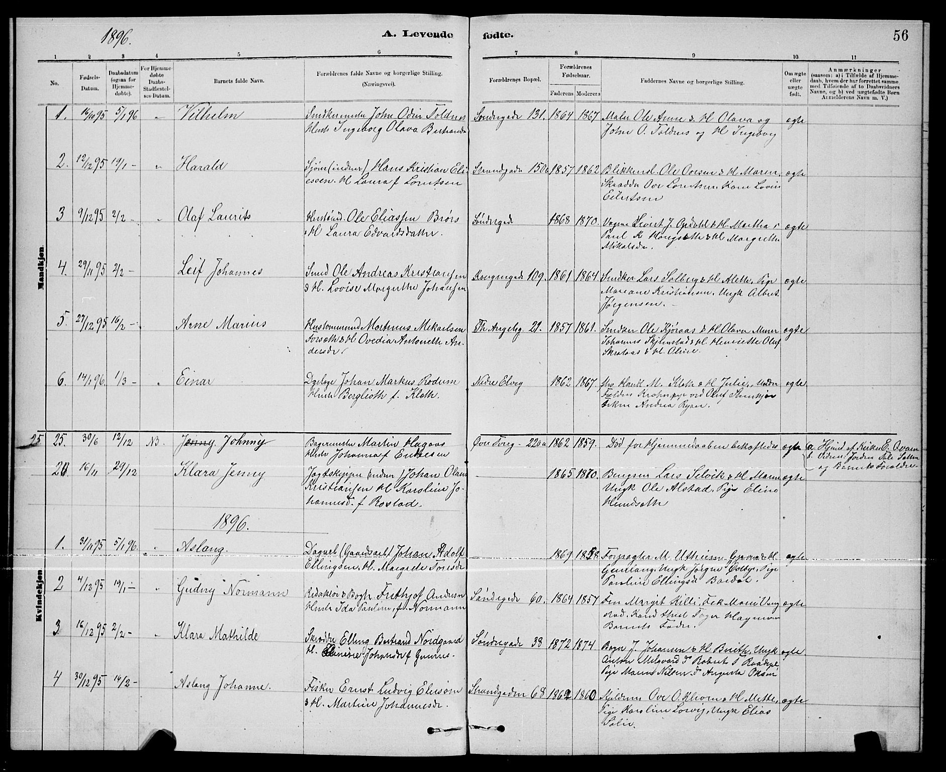 Ministerialprotokoller, klokkerbøker og fødselsregistre - Nord-Trøndelag, AV/SAT-A-1458/739/L0374: Parish register (copy) no. 739C02, 1883-1898, p. 56