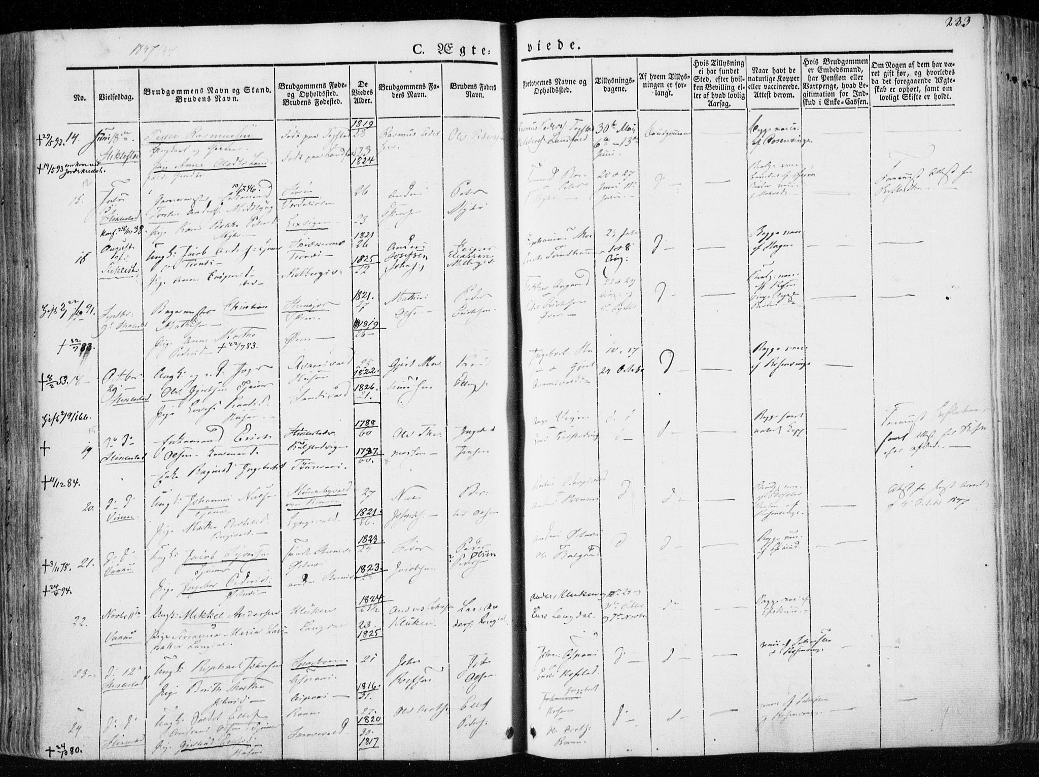 Ministerialprotokoller, klokkerbøker og fødselsregistre - Nord-Trøndelag, AV/SAT-A-1458/723/L0239: Parish register (official) no. 723A08, 1841-1851, p. 233