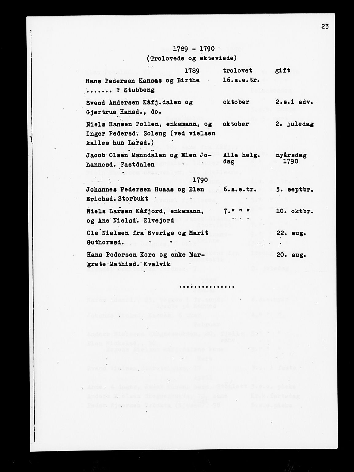 Lyngen sokneprestembete, AV/SATØ-S-1289/H/He/Hea/L0002kirke: Parish register (official) no. 2 og 3 (avskrift), 1782-1790, p. 23