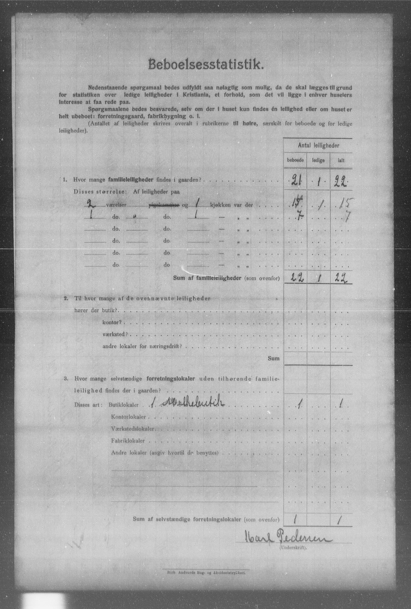 OBA, Municipal Census 1904 for Kristiania, 1904, p. 1852