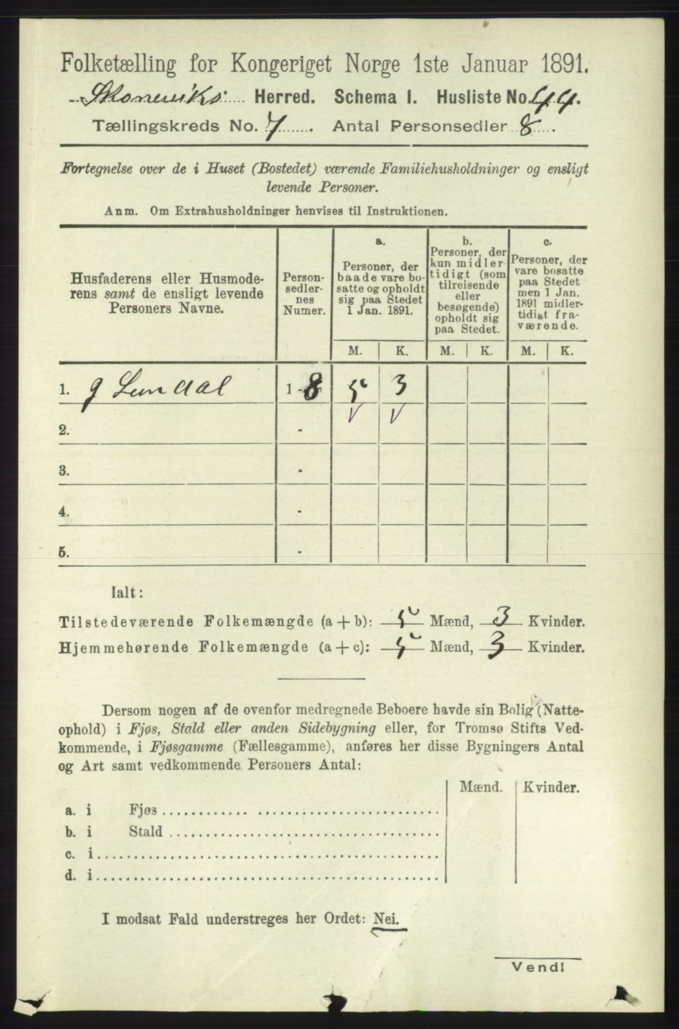 RA, 1891 census for 1212 Skånevik, 1891, p. 1880