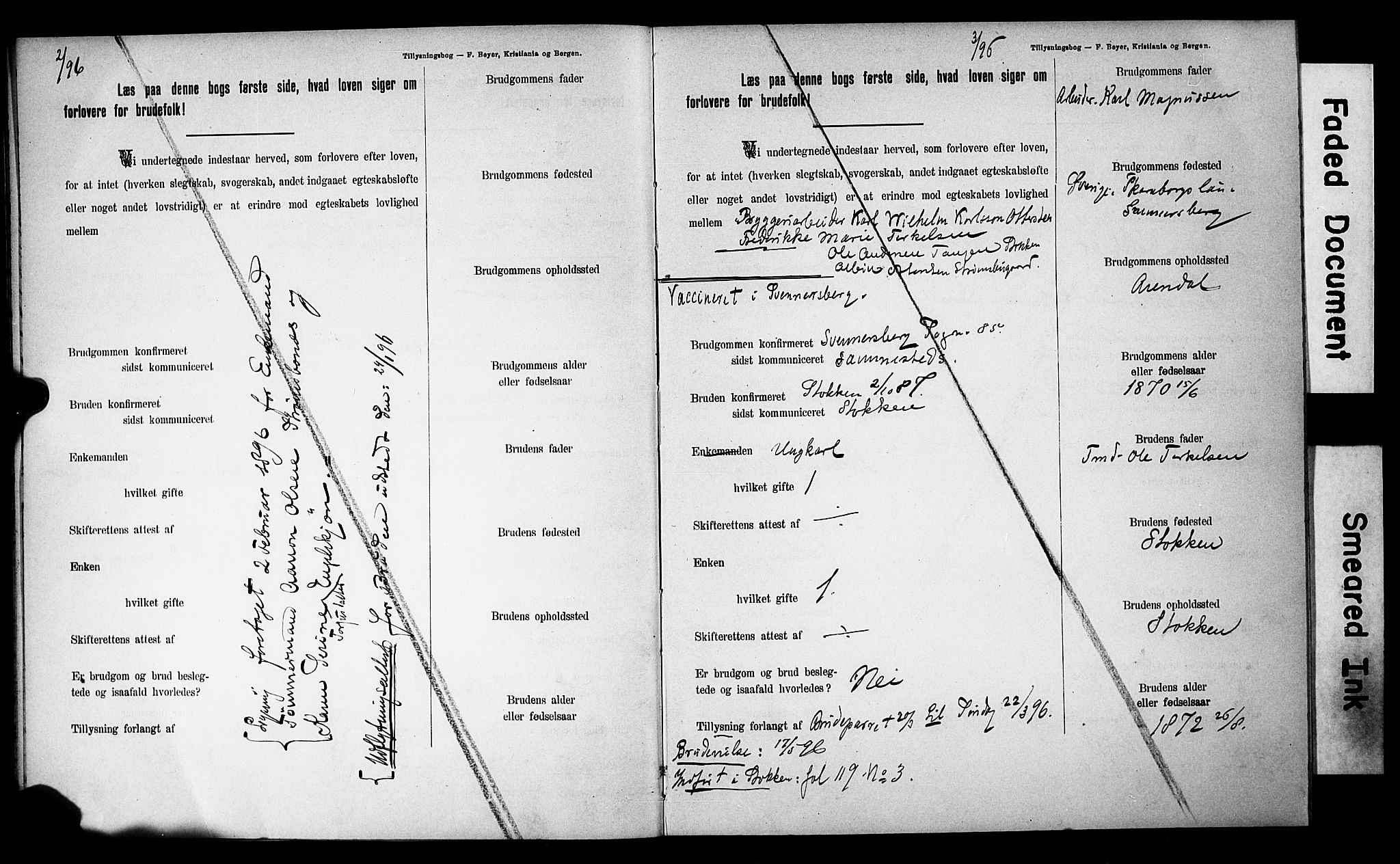 Austre Moland sokneprestkontor, AV/SAK-1111-0001/F/Fe/L0001: Banns register no. A VI 10, 1895-1902