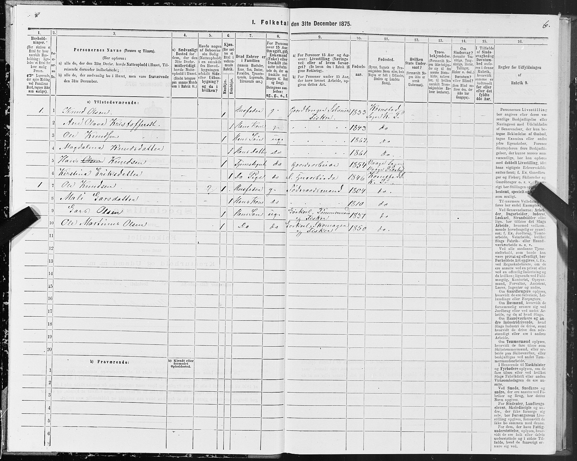 SAT, 1875 census for 1553P Kvernes, 1875, p. 4006