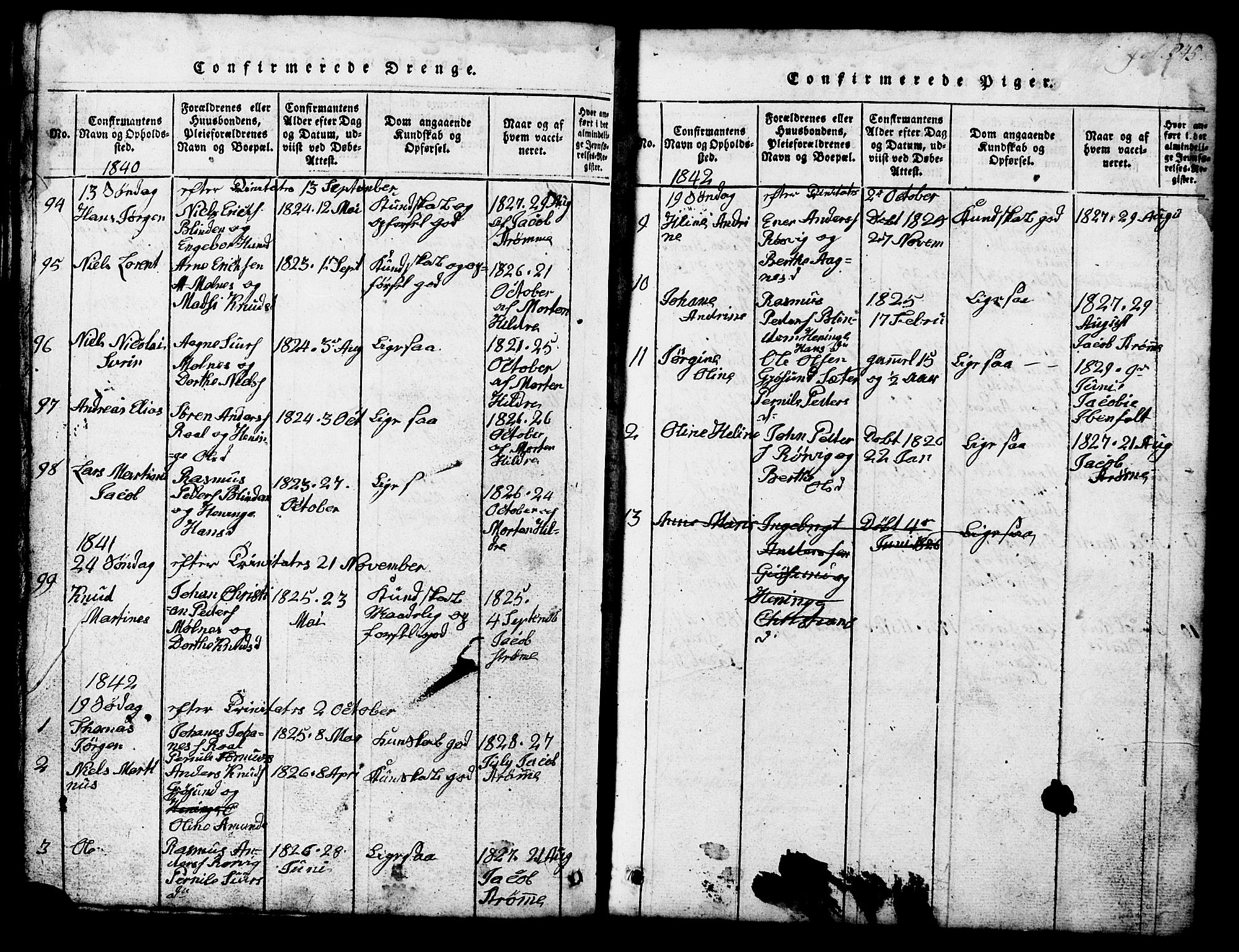 Ministerialprotokoller, klokkerbøker og fødselsregistre - Møre og Romsdal, SAT/A-1454/537/L0520: Parish register (copy) no. 537C01, 1819-1868, p. 245