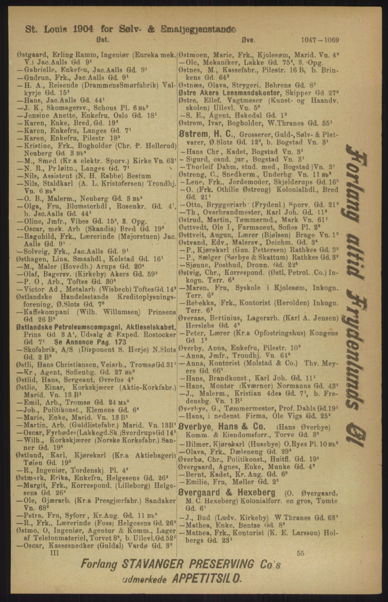 Kristiania/Oslo adressebok, PUBL/-, 1911, p. 1047