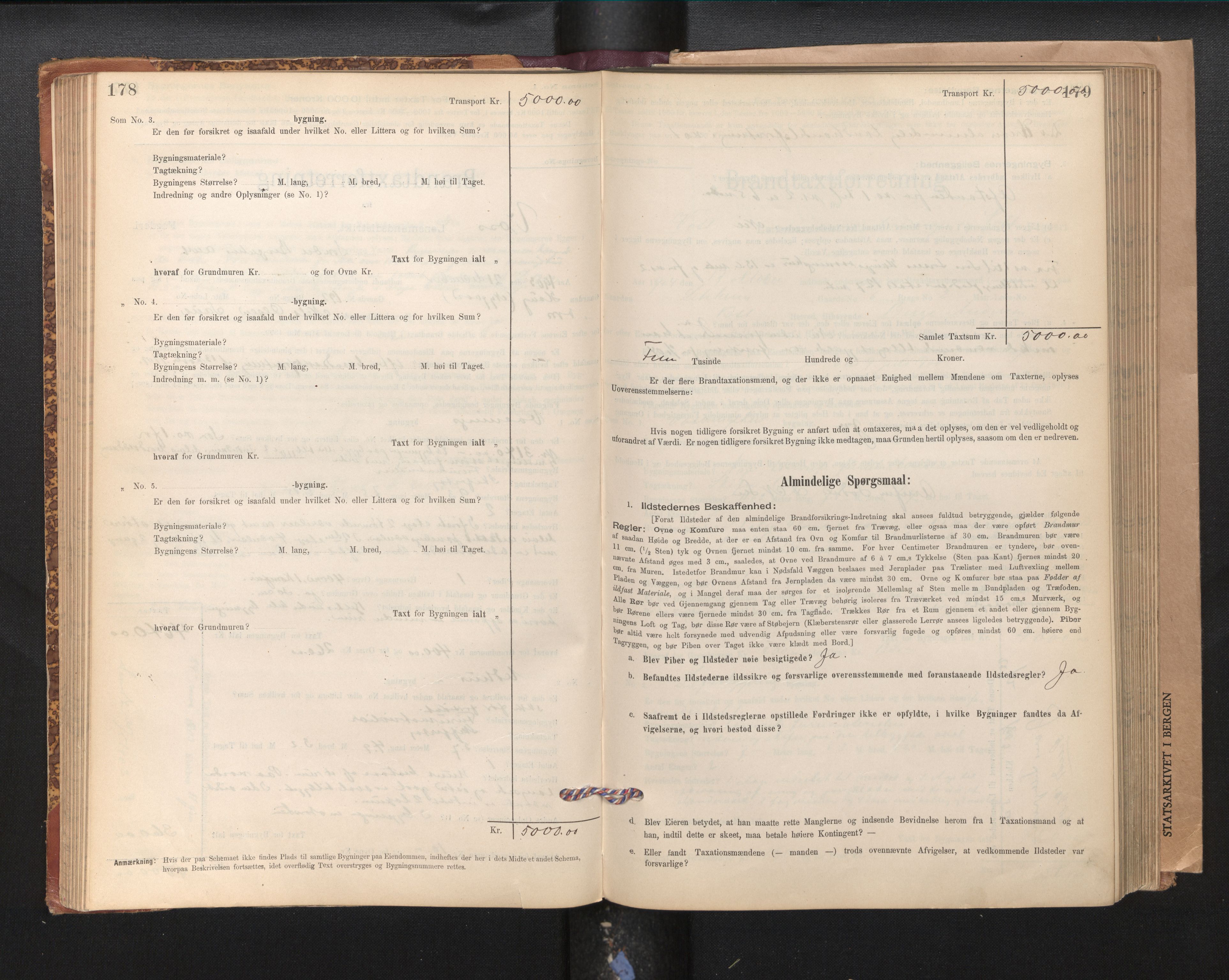 Lensmannen i Voss, SAB/A-35801/0012/L0008: Branntakstprotokoll, skjematakst, 1895-1945, p. 178-179