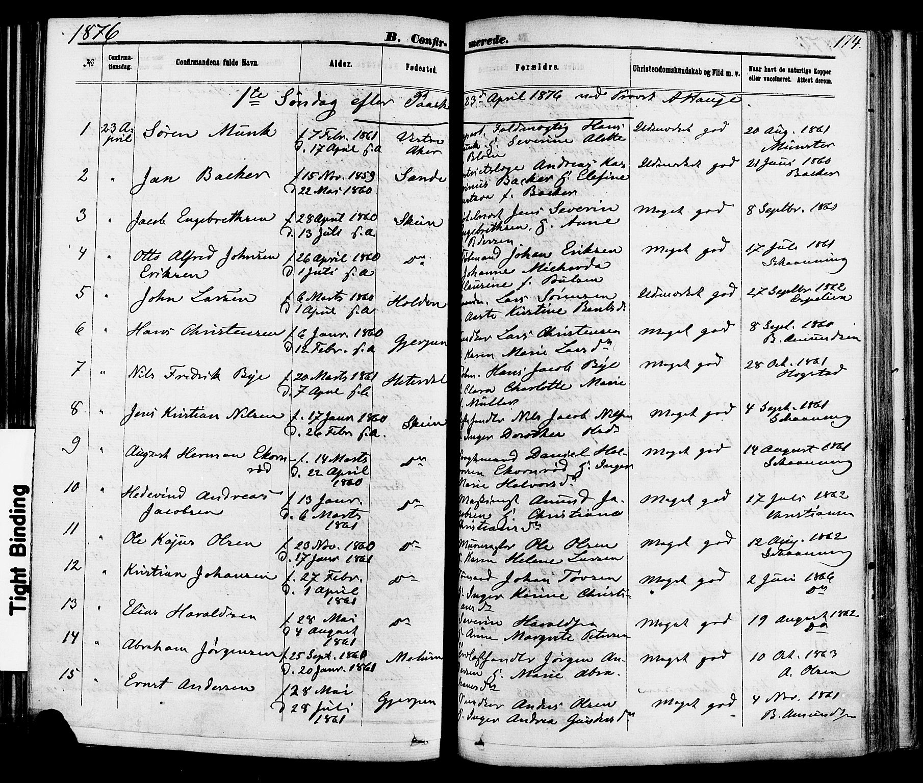 Skien kirkebøker, SAKO/A-302/F/Fa/L0008: Parish register (official) no. 8, 1866-1877, p. 174