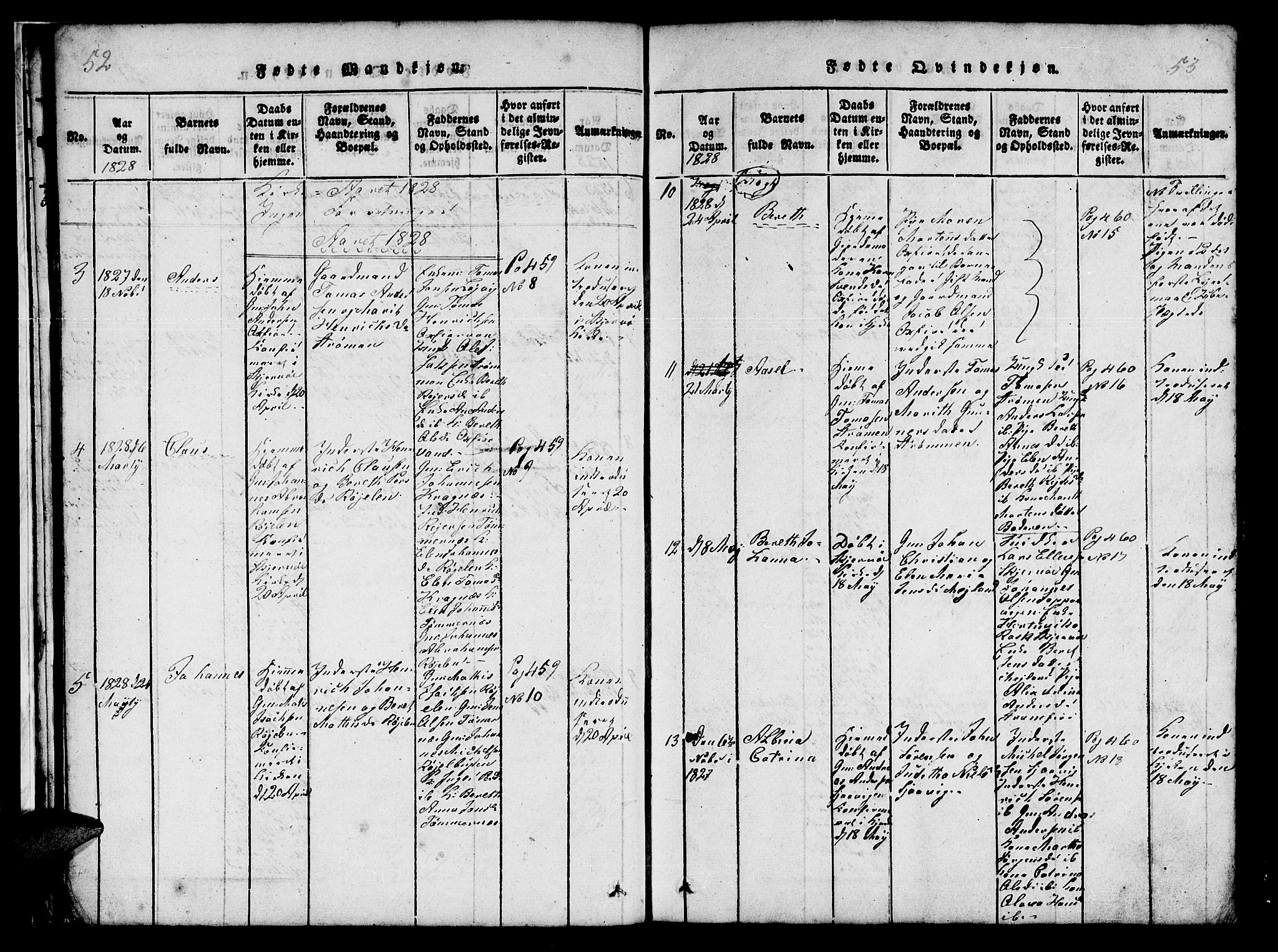 Skjervøy sokneprestkontor, AV/SATØ-S-1300/H/Ha/Hab/L0001klokker: Parish register (copy) no. 1, 1825-1838, p. 52-53