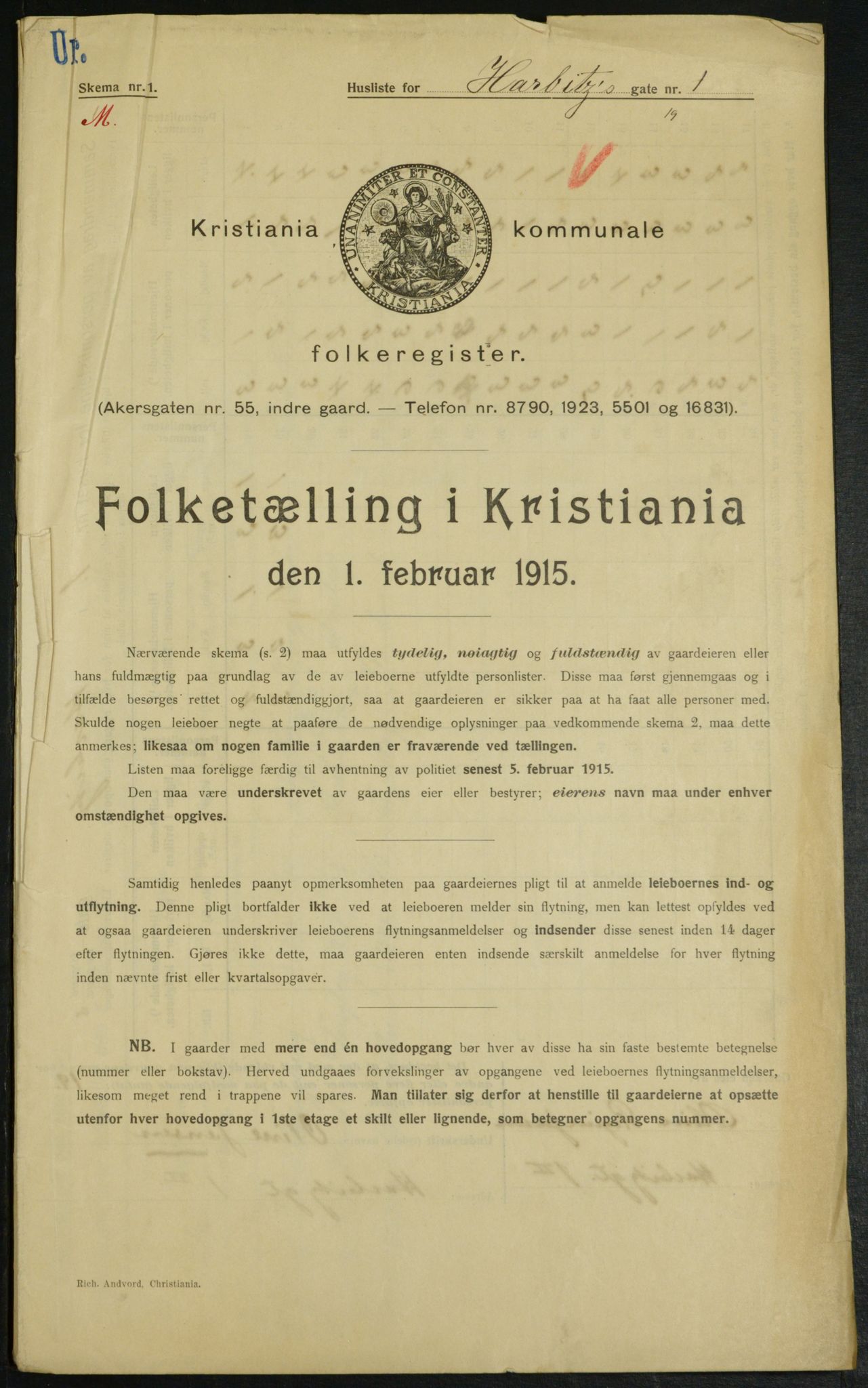 OBA, Municipal Census 1915 for Kristiania, 1915, p. 80711