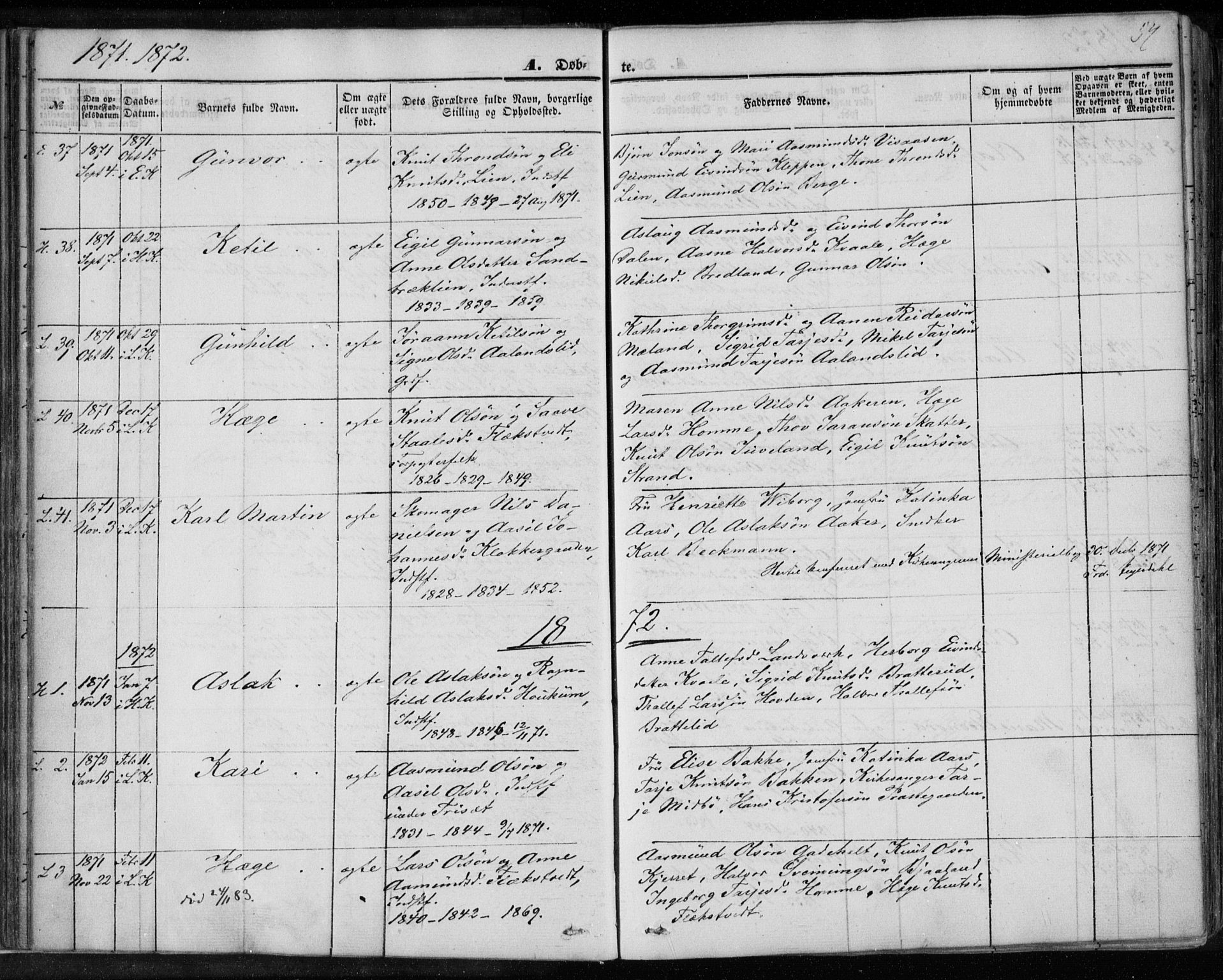 Lårdal kirkebøker, SAKO/A-284/F/Fa/L0006: Parish register (official) no. I 6, 1861-1886, p. 57