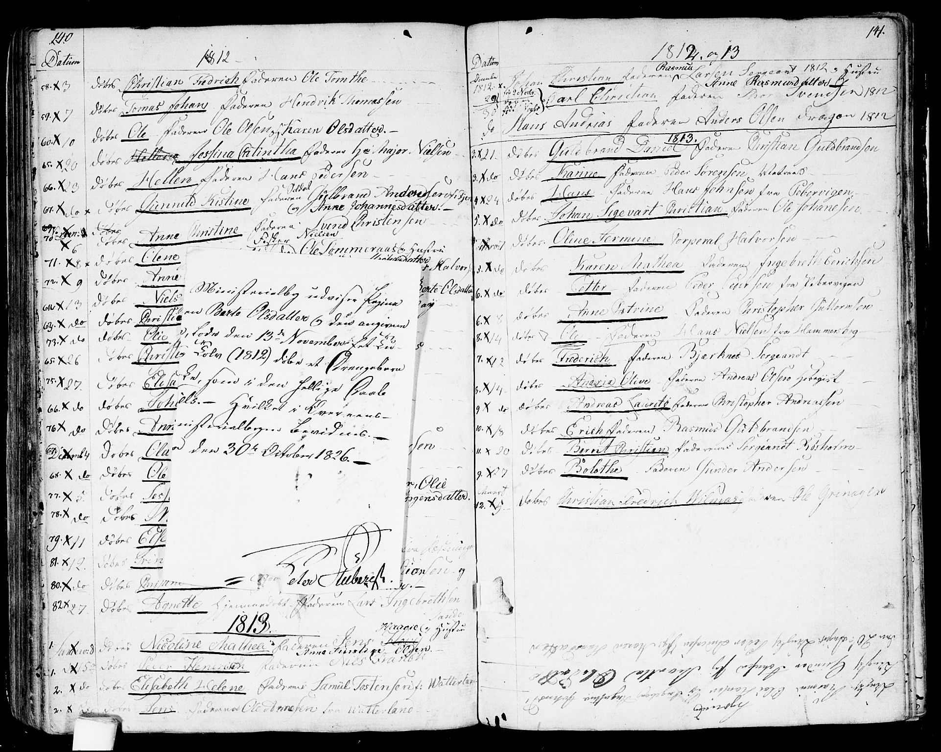 Garnisonsmenigheten Kirkebøker, SAO/A-10846/G/Ga/L0001: Parish register (copy) no. 1, 1796-1814, p. 140-141