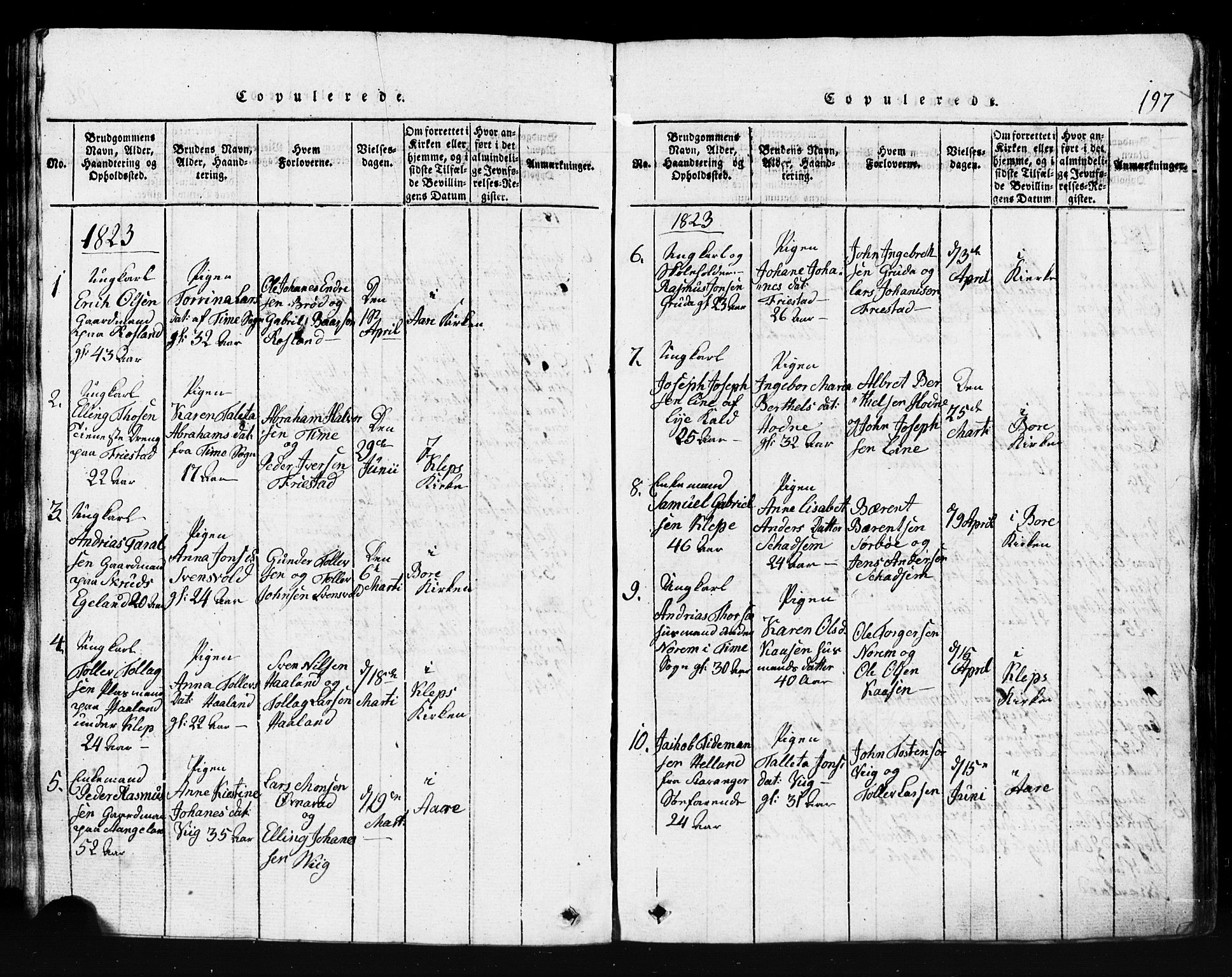 Klepp sokneprestkontor, SAST/A-101803/001/3/30BB/L0001: Parish register (copy) no.  B 1, 1816-1859, p. 197