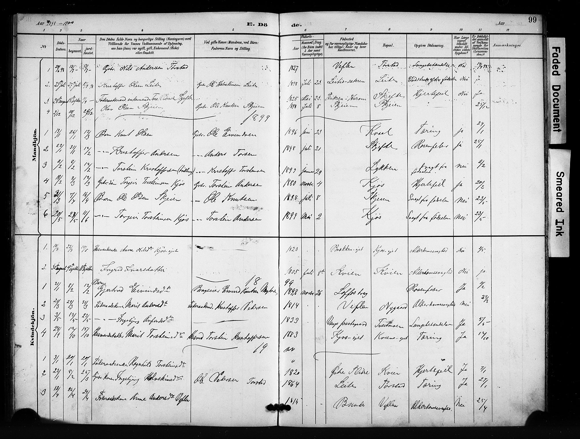 Vang prestekontor, Valdres, SAH/PREST-140/H/Hb/L0007: Parish register (copy) no. 7, 1893-1924, p. 99