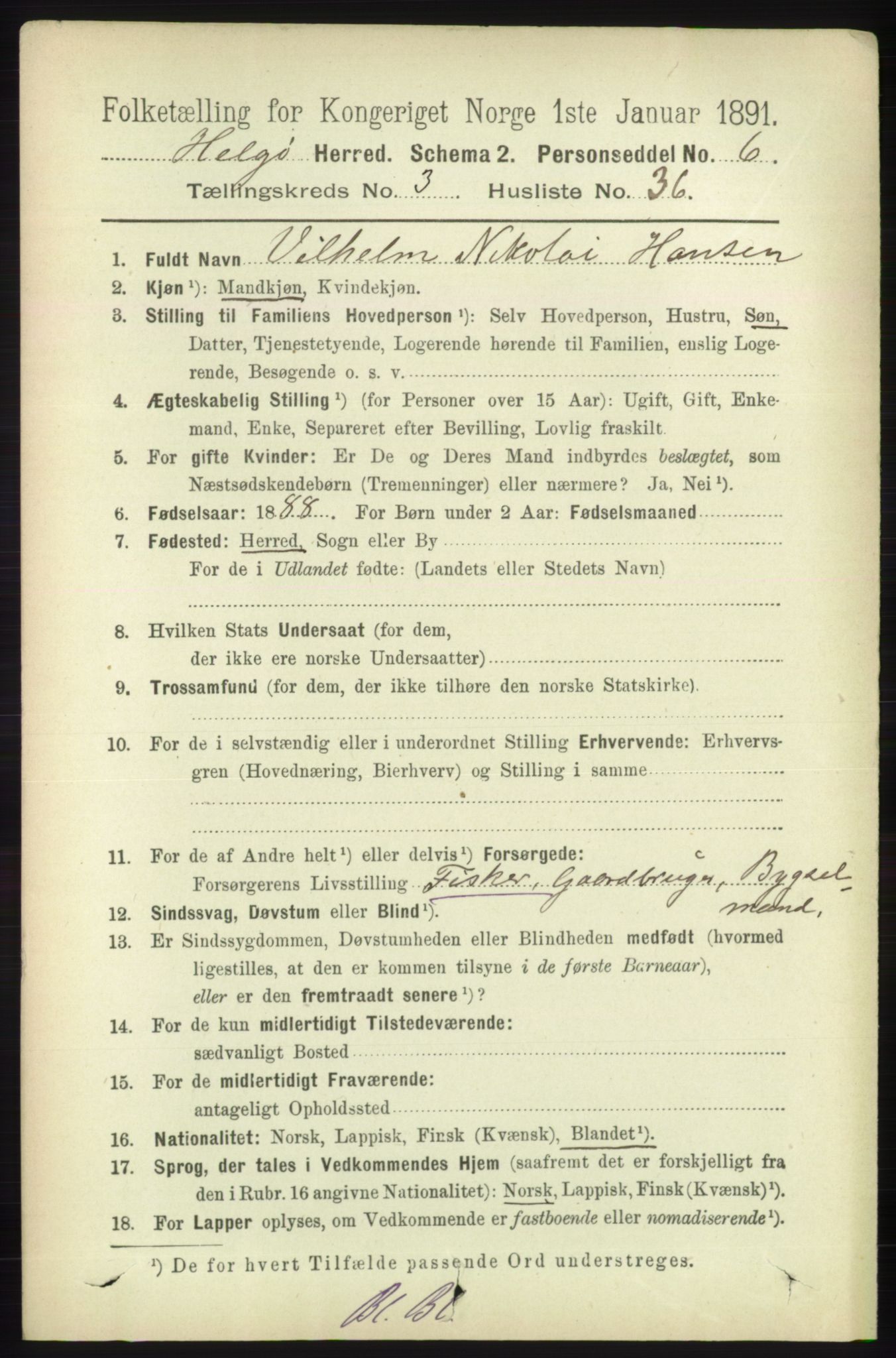 RA, 1891 census for 1935 Helgøy, 1891, p. 972