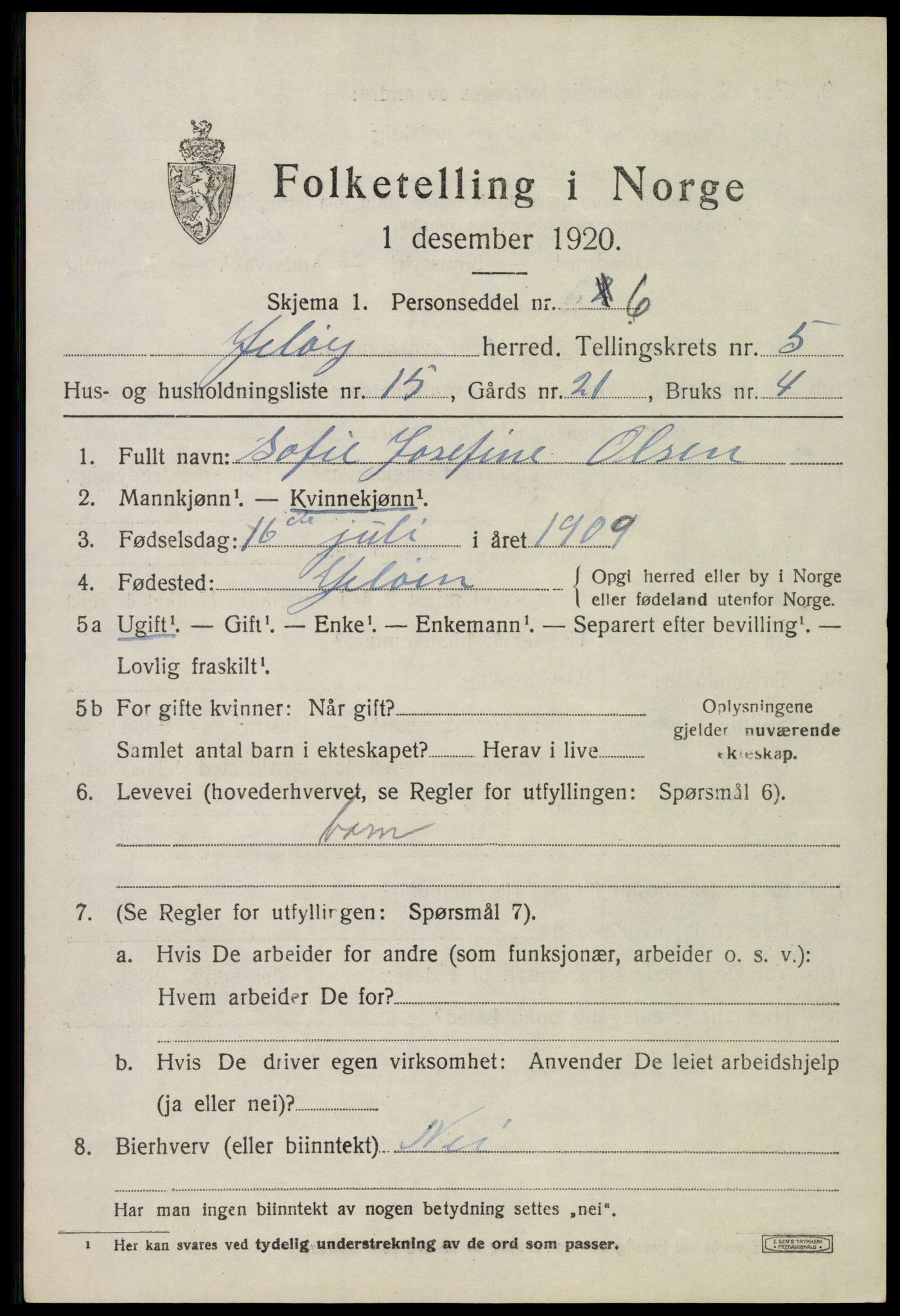 SAO, 1920 census for Moss land district, 1920, p. 6429