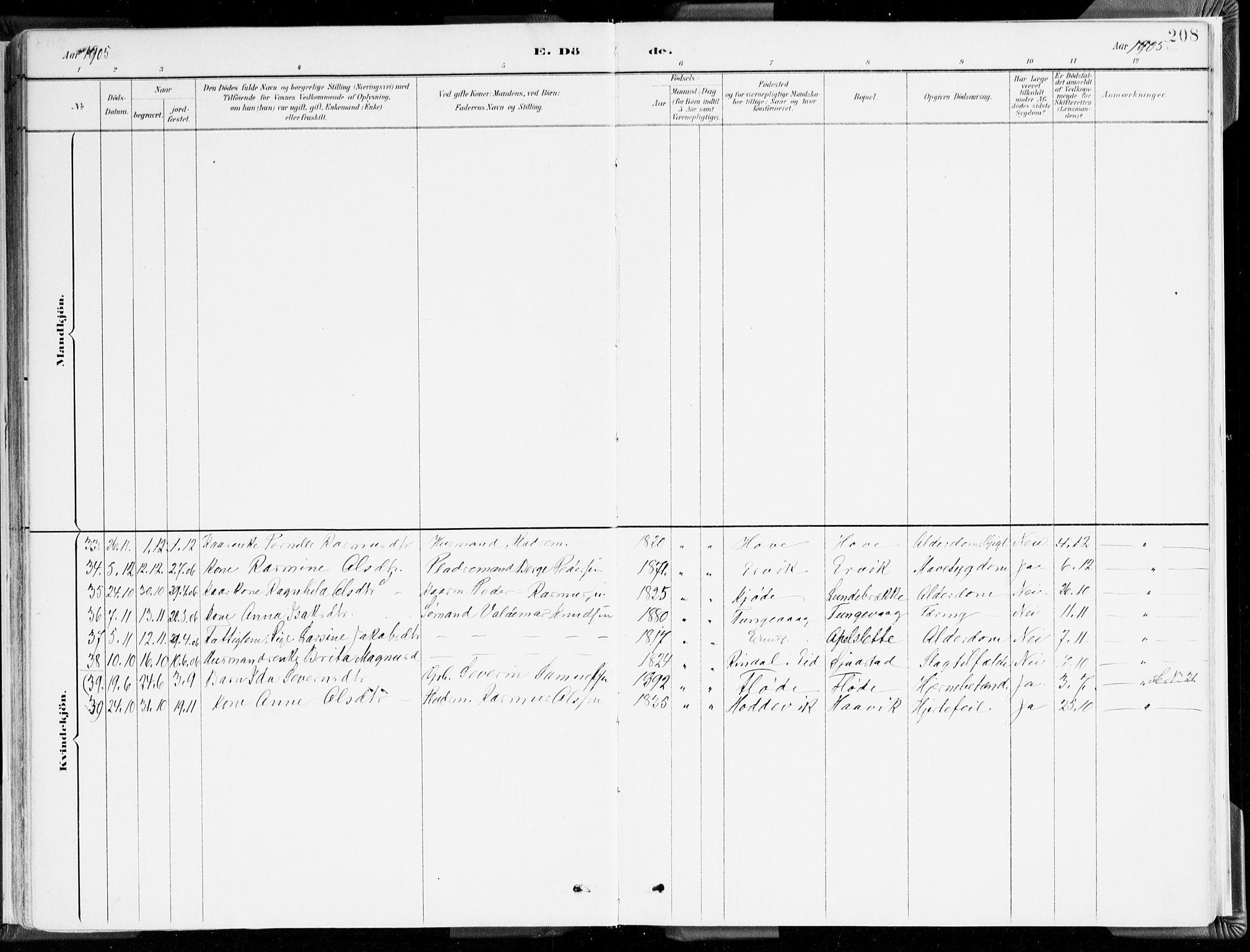 Selje sokneprestembete, AV/SAB-A-99938/H/Ha/Haa/Haab: Parish register (official) no. B 2, 1891-1907, p. 208