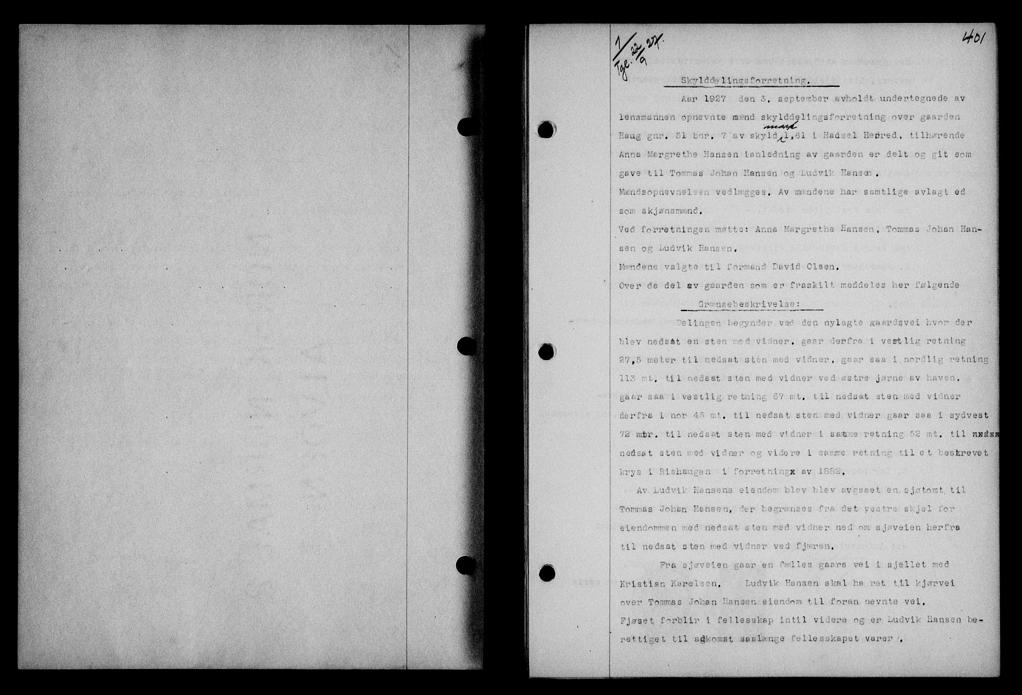 Vesterålen sorenskriveri, SAT/A-4180/1/2/2Ca/L0044: Mortgage book no. 37, 1927-1927, Deed date: 22.09.1927