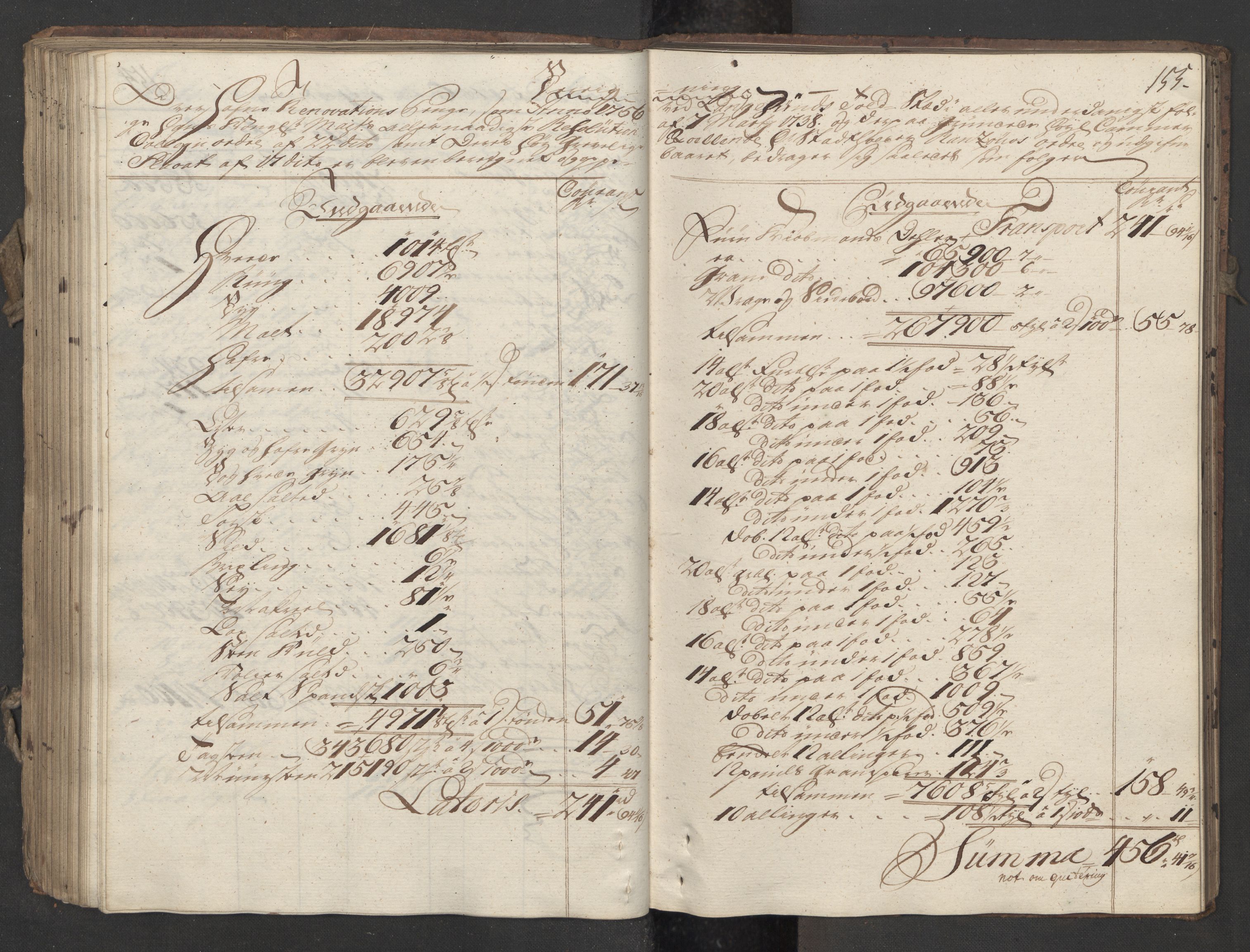 Generaltollkammeret, tollregnskaper, AV/RA-EA-5490/R12/L0029/0001: Tollregnskaper Langesund / Utgående hovedtollbok, 1756, p. 154b-155a