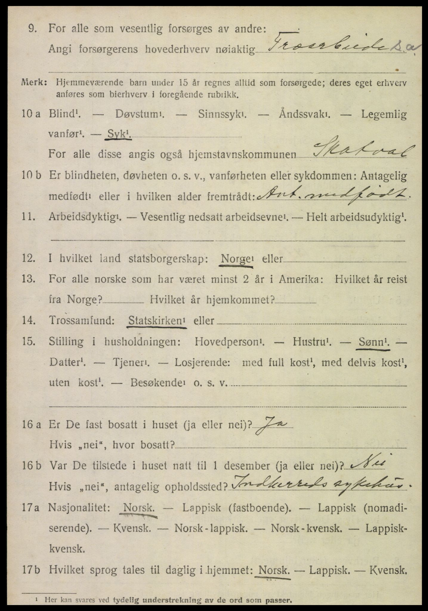 SAT, 1920 census for Skatval, 1920, p. 1038