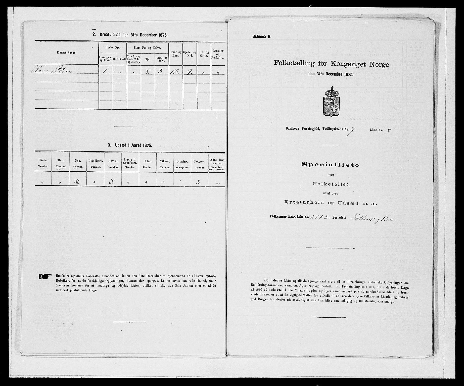 SAB, 1875 Census for 1442P Davik, 1875, p. 893