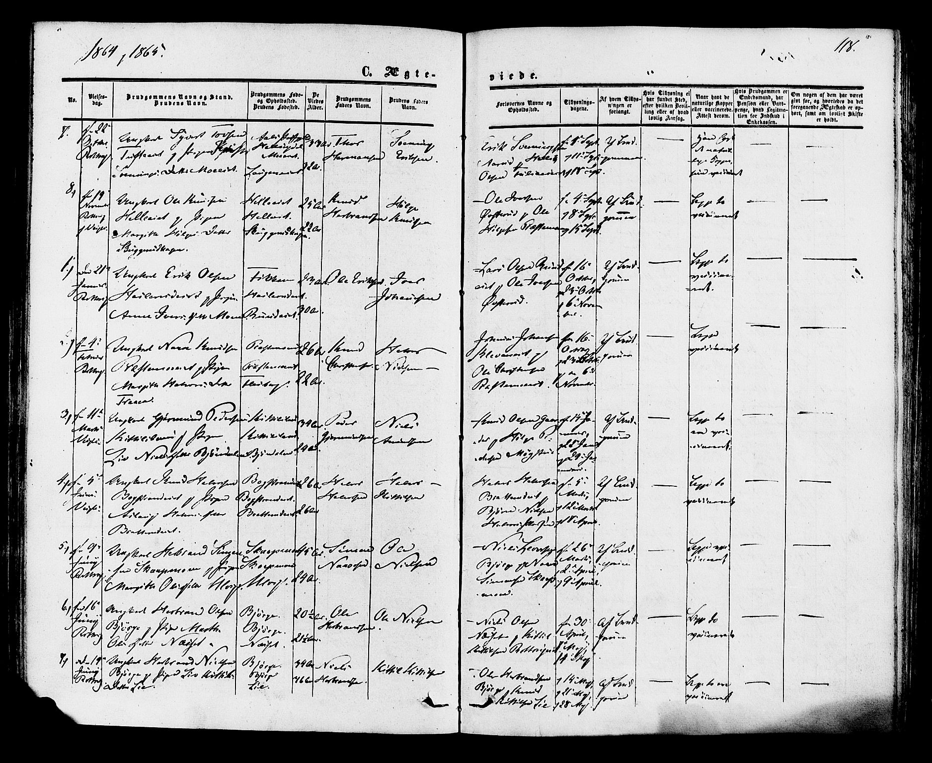 Rollag kirkebøker, SAKO/A-240/F/Fa/L0009: Parish register (official) no. I 9, 1860-1874, p. 118