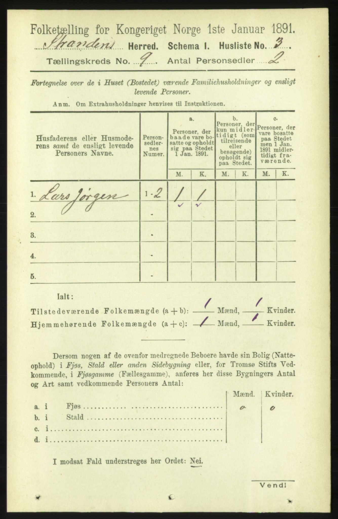 RA, 1891 census for 1525 Stranda, 1891, p. 2170