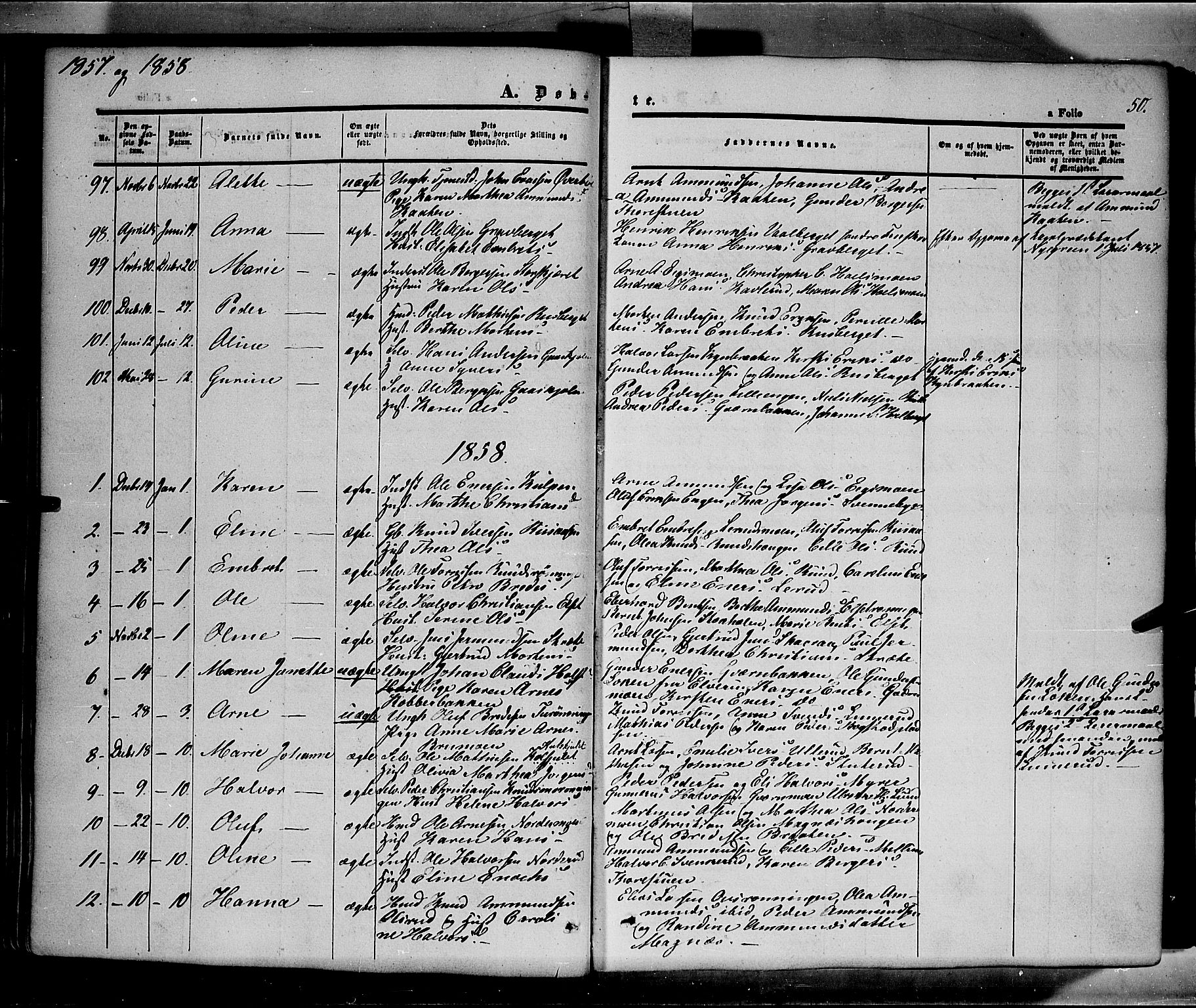 Våler prestekontor, Hedmark, AV/SAH-PREST-040/H/Ha/Haa/L0001: Parish register (official) no. 1, 1849-1878, p. 50