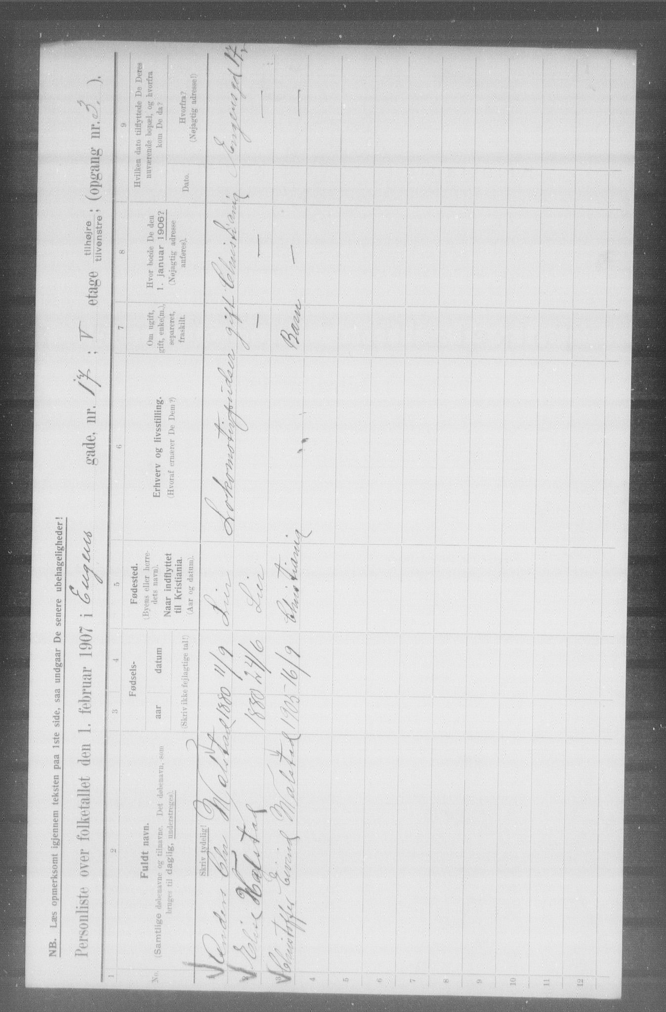 OBA, Municipal Census 1907 for Kristiania, 1907, p. 11065