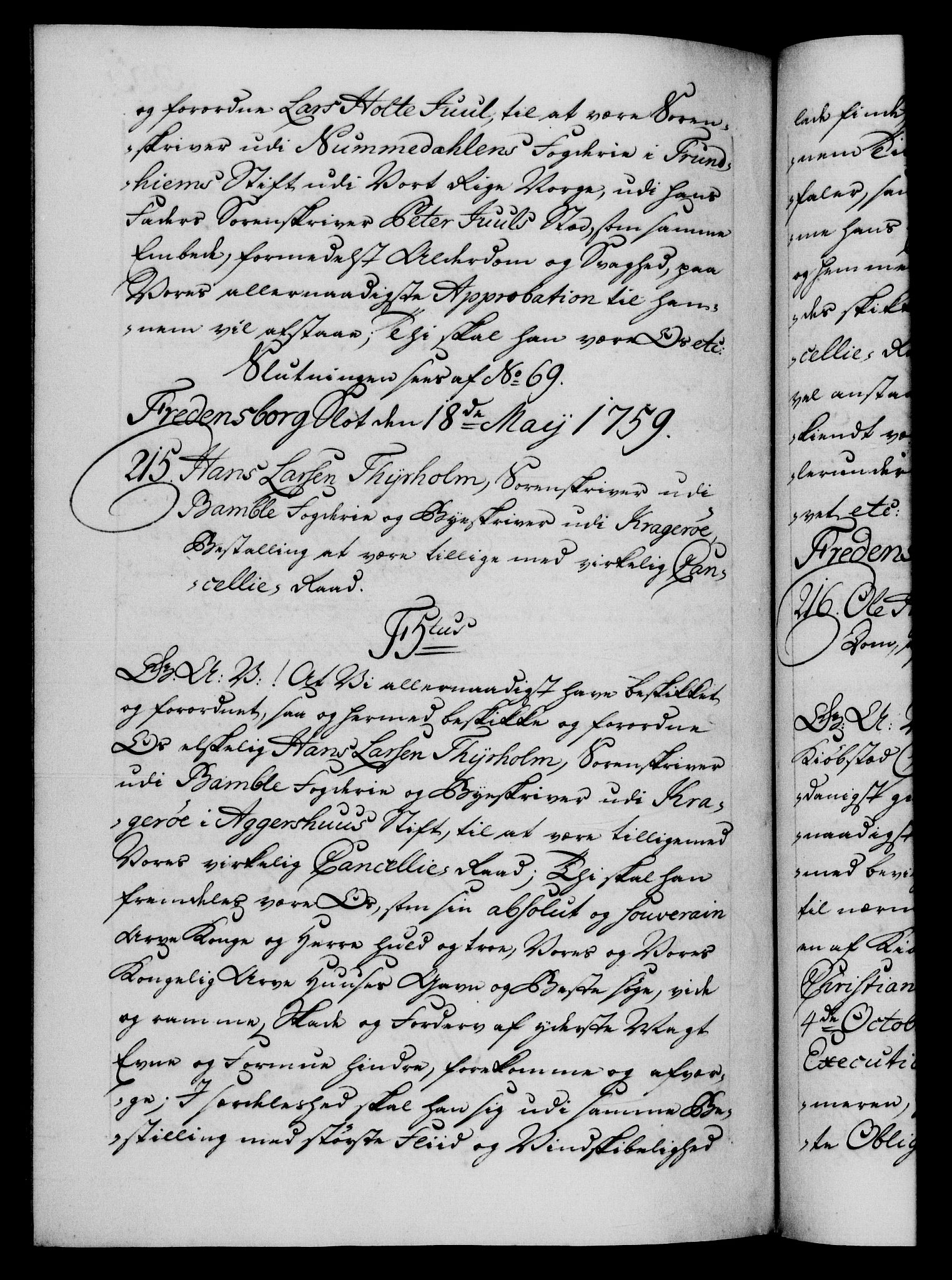 Danske Kanselli 1572-1799, RA/EA-3023/F/Fc/Fca/Fcaa/L0040: Norske registre, 1757-1759, p. 663b