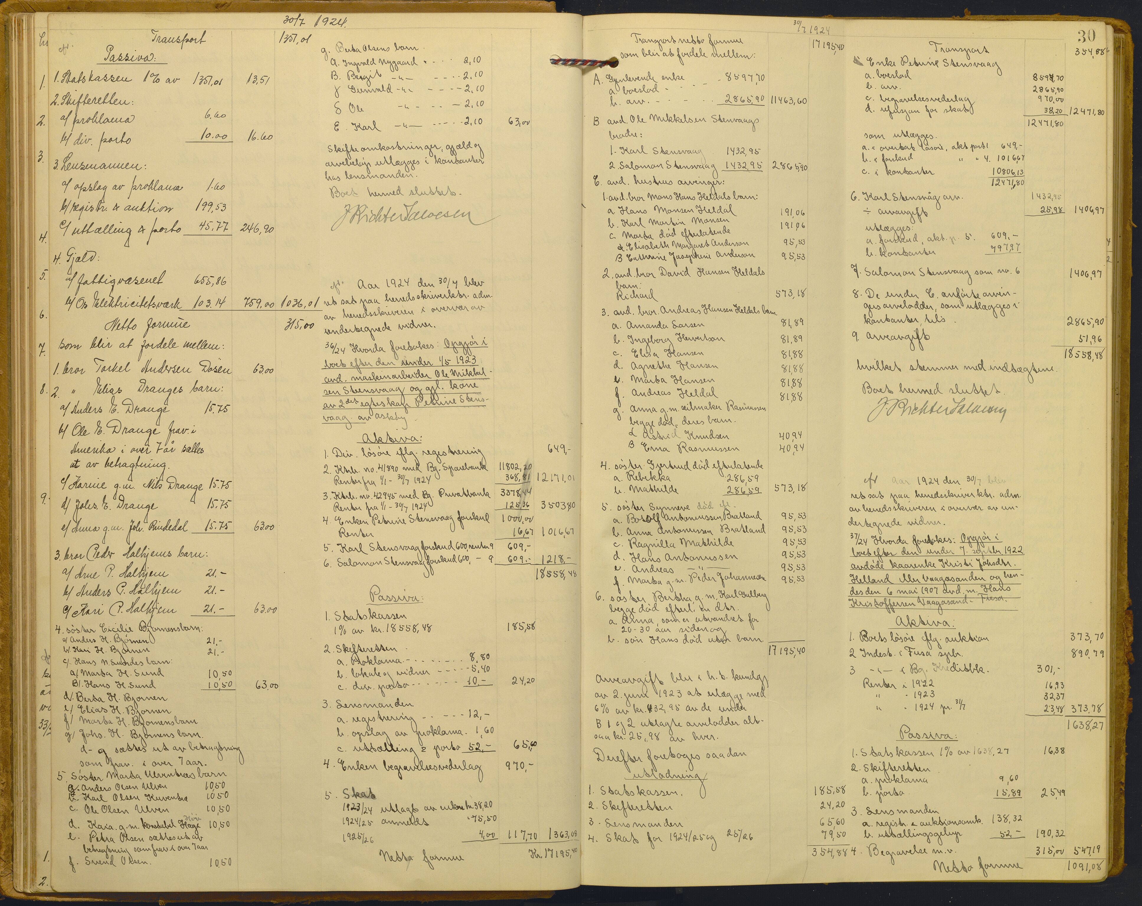 Midhordland sorenskriveri, AV/SAB-A-3001/1/H/Hd/L0008: Skifteutlodningsprotokoll, 1923-1933, p. 30