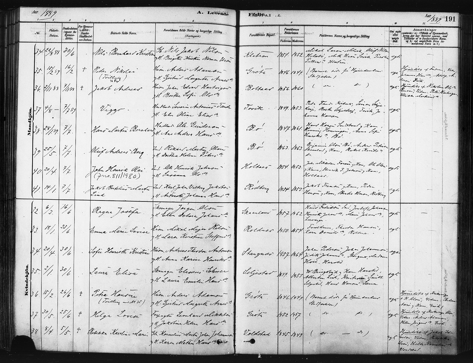 Trondenes sokneprestkontor, SATØ/S-1319/H/Ha/L0014kirke: Parish register (official) no. 14, 1878-1889, p. 191